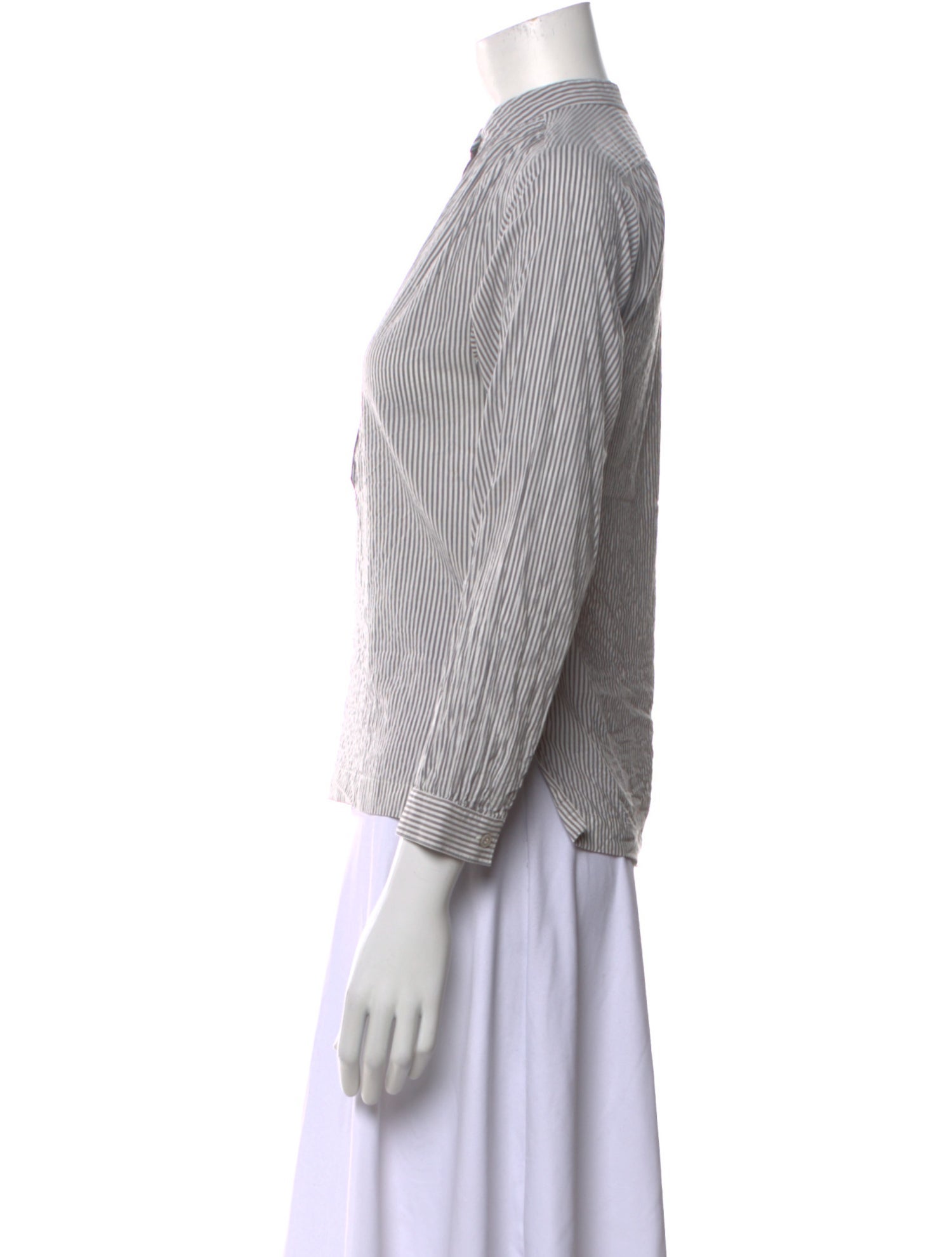 DÔEN Striped Mock Neck Blouse