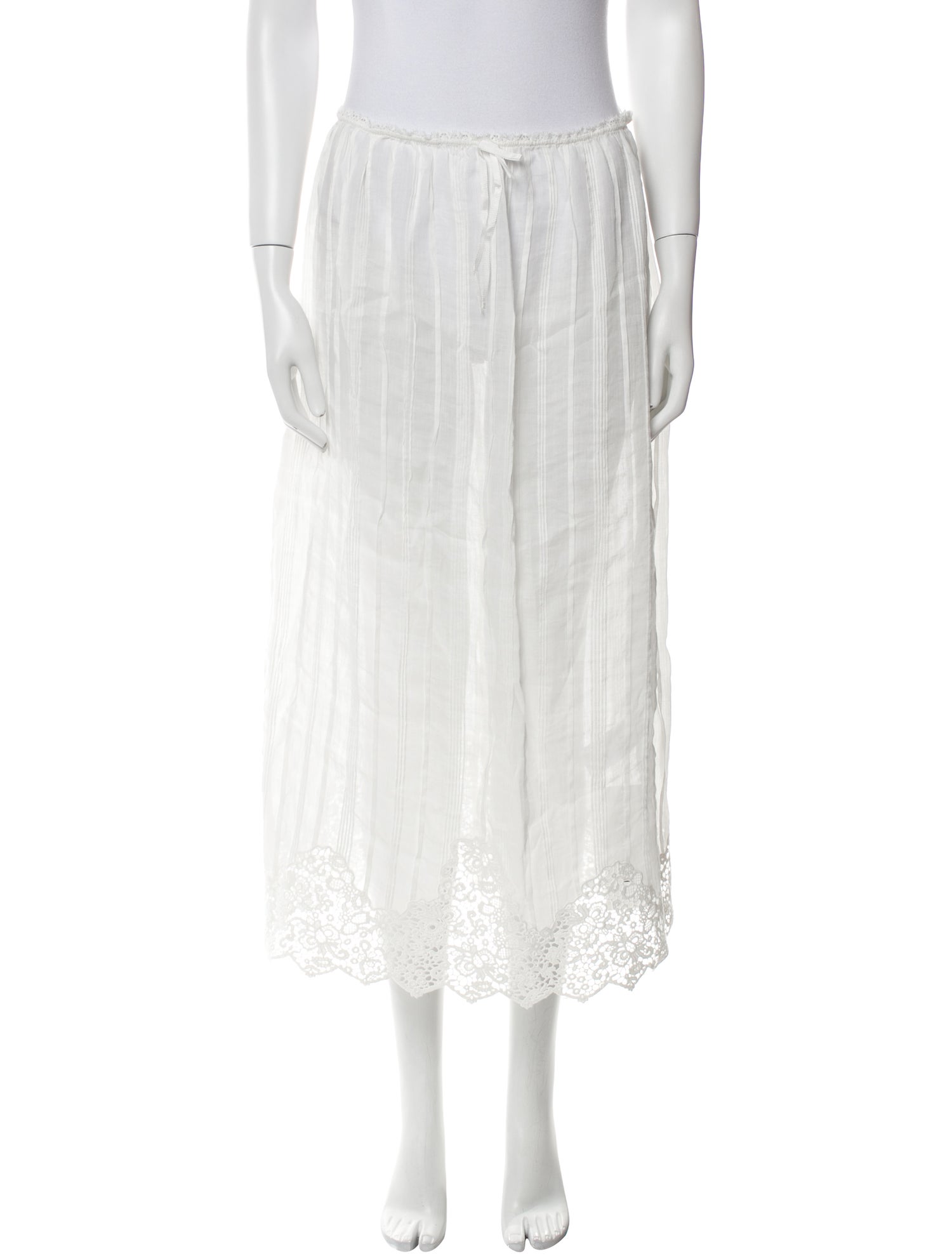 DÔEN Lace Trim Embellishment Midi Length Skirt