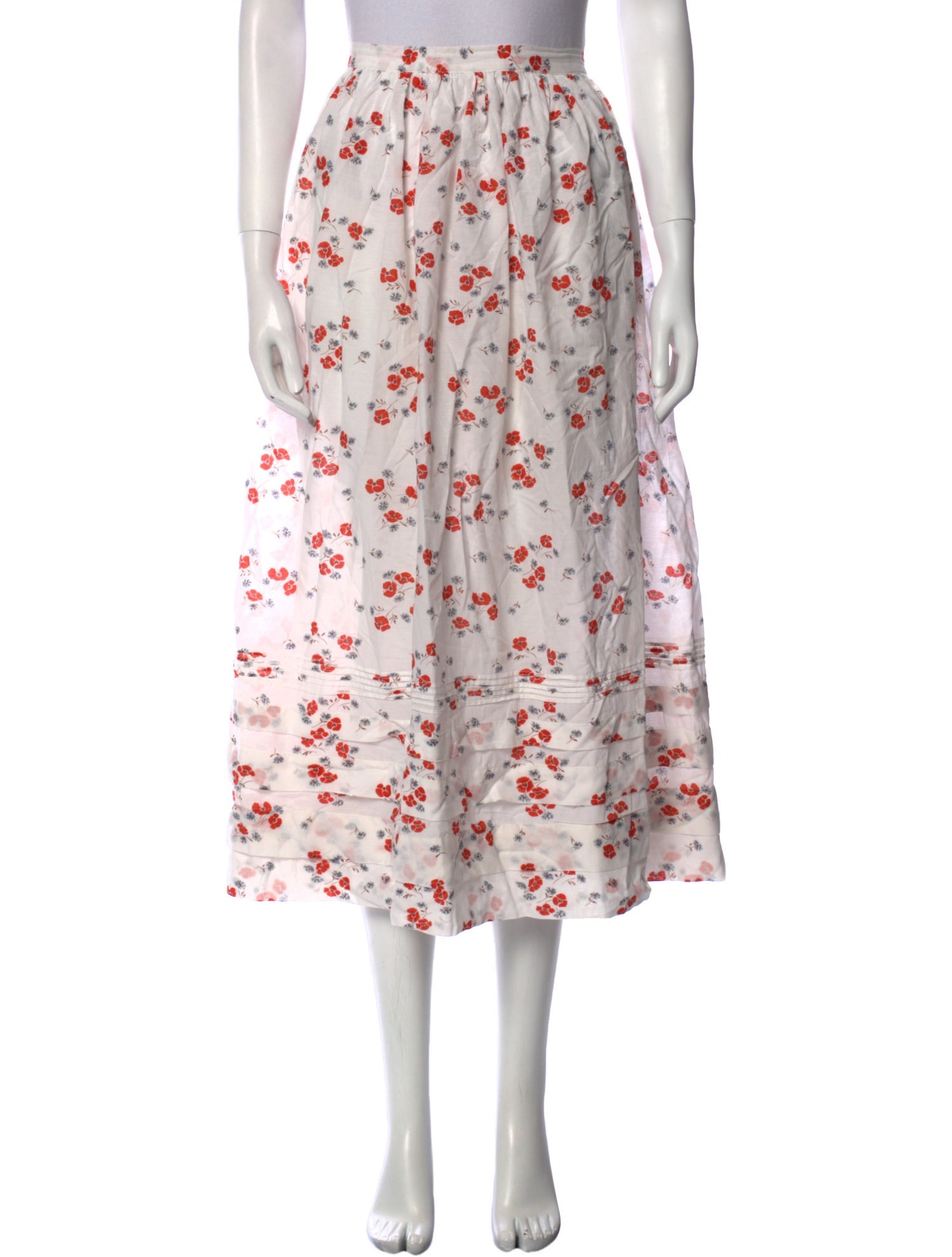 DÔEN Floral Print Midi Length Skirt