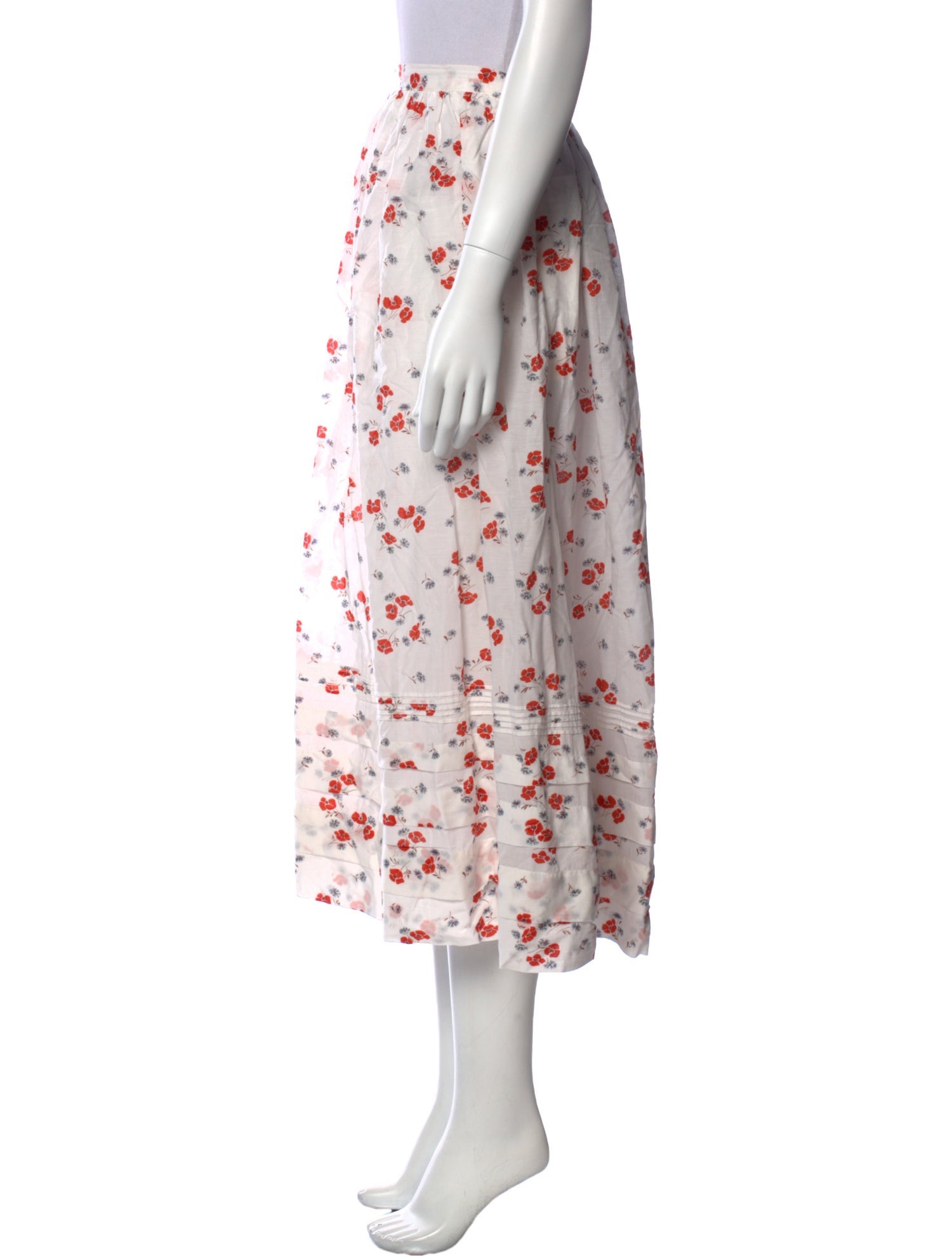 DÔEN Floral Print Midi Length Skirt