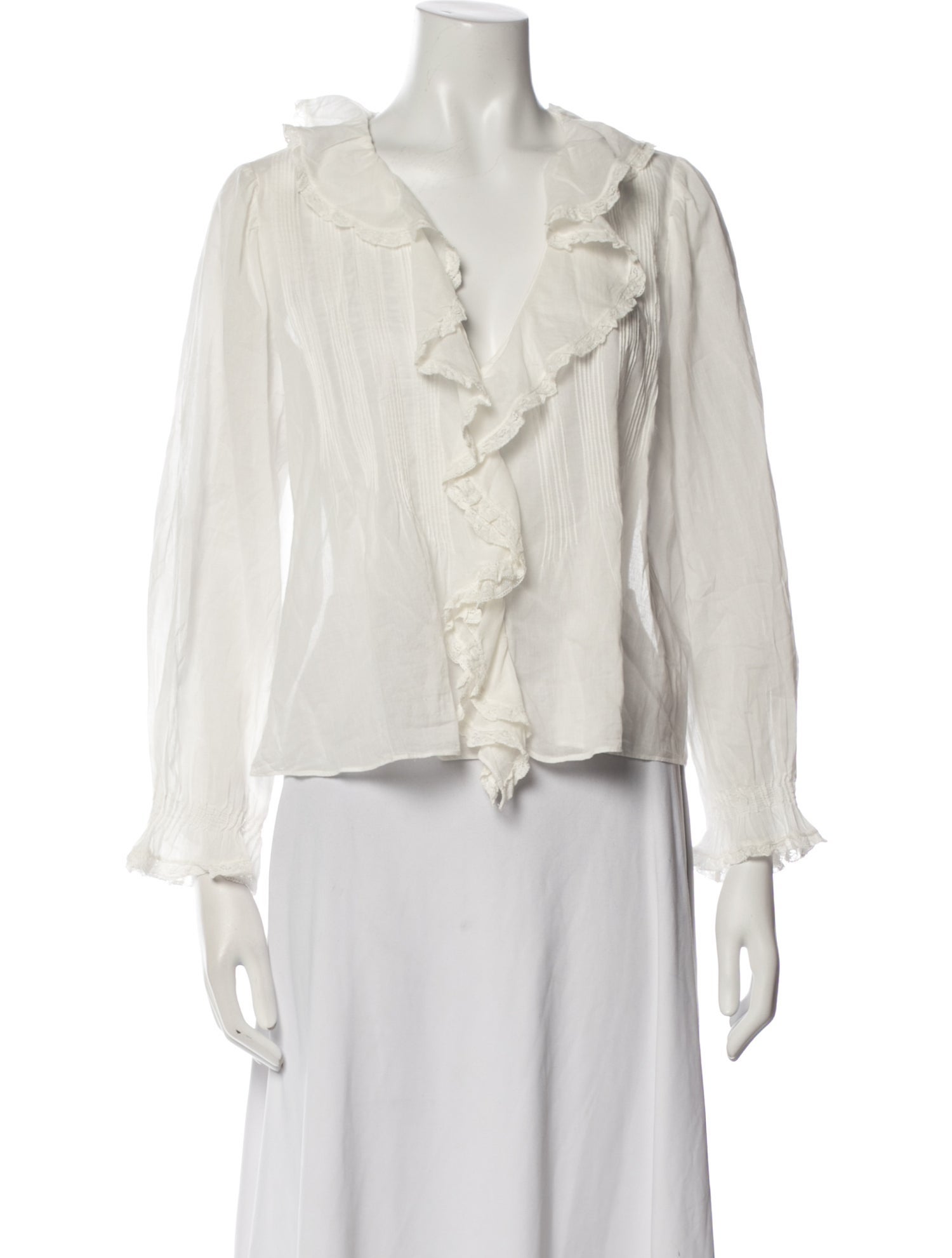 DÔEN V-Neck Three-Quarter Sleeve Blouse