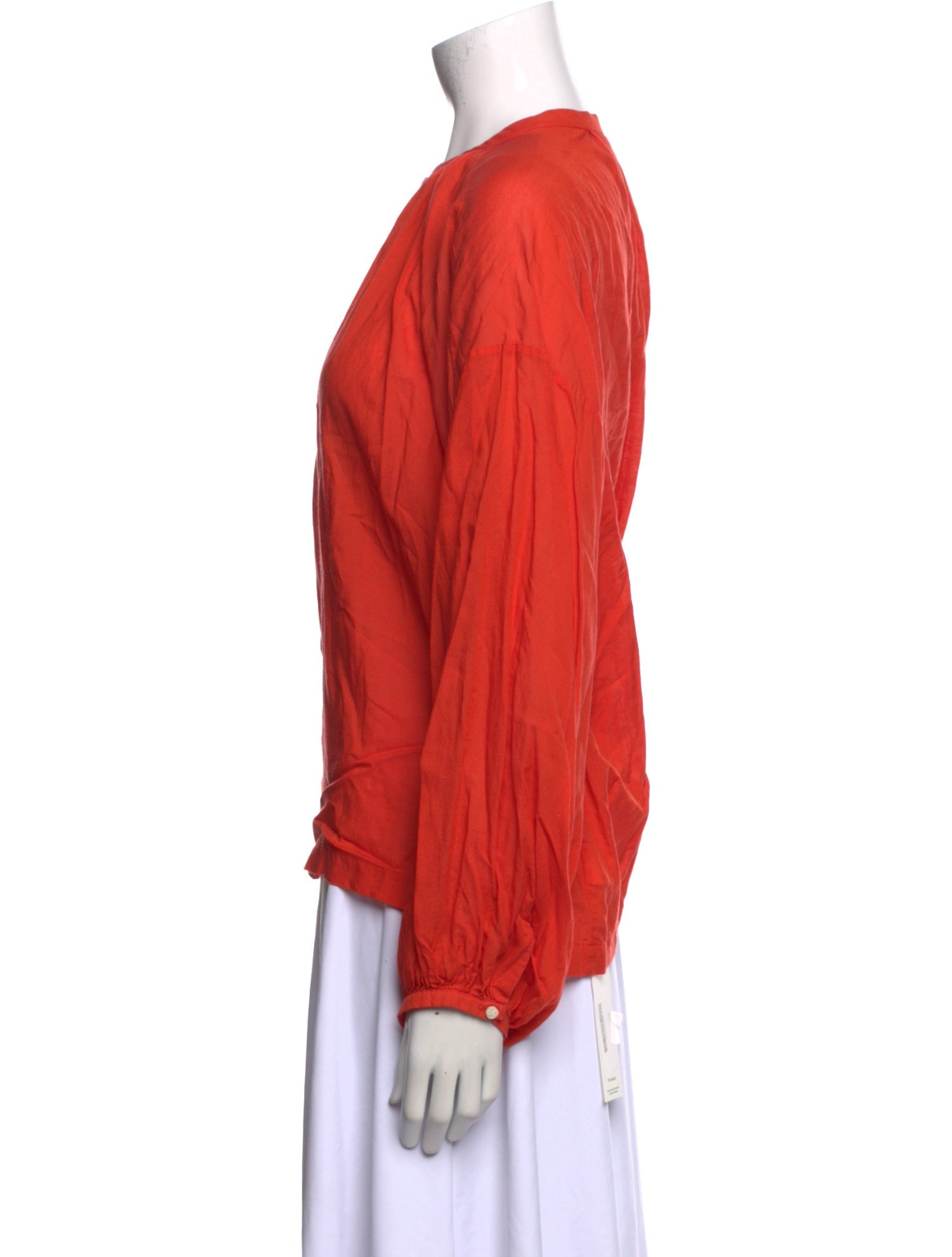 DÔEN Mock Neck Long Sleeve Button-Up Top