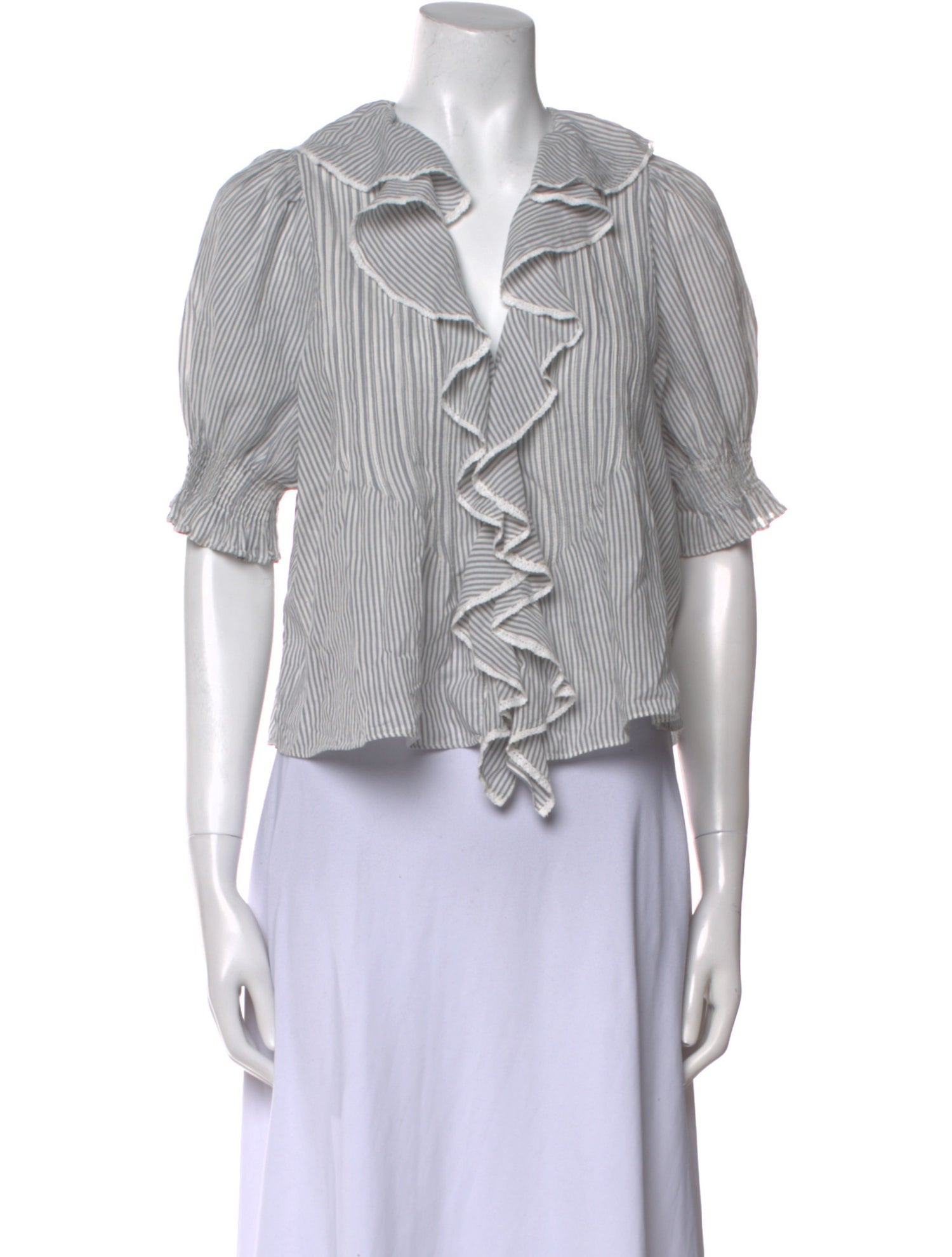 DÔEN Striped V-Neck Crop Top