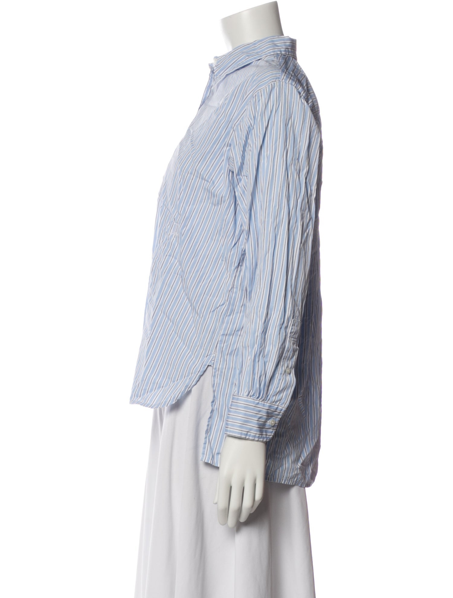 DÔEN Striped Long Sleeve Button-Up Top