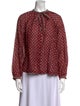 DÔEN Printed Tie Neck Blouse