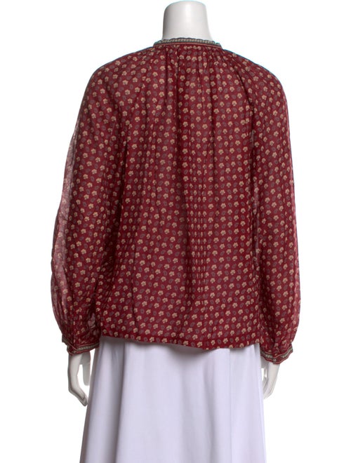 DÔEN Printed Tie Neck Blouse