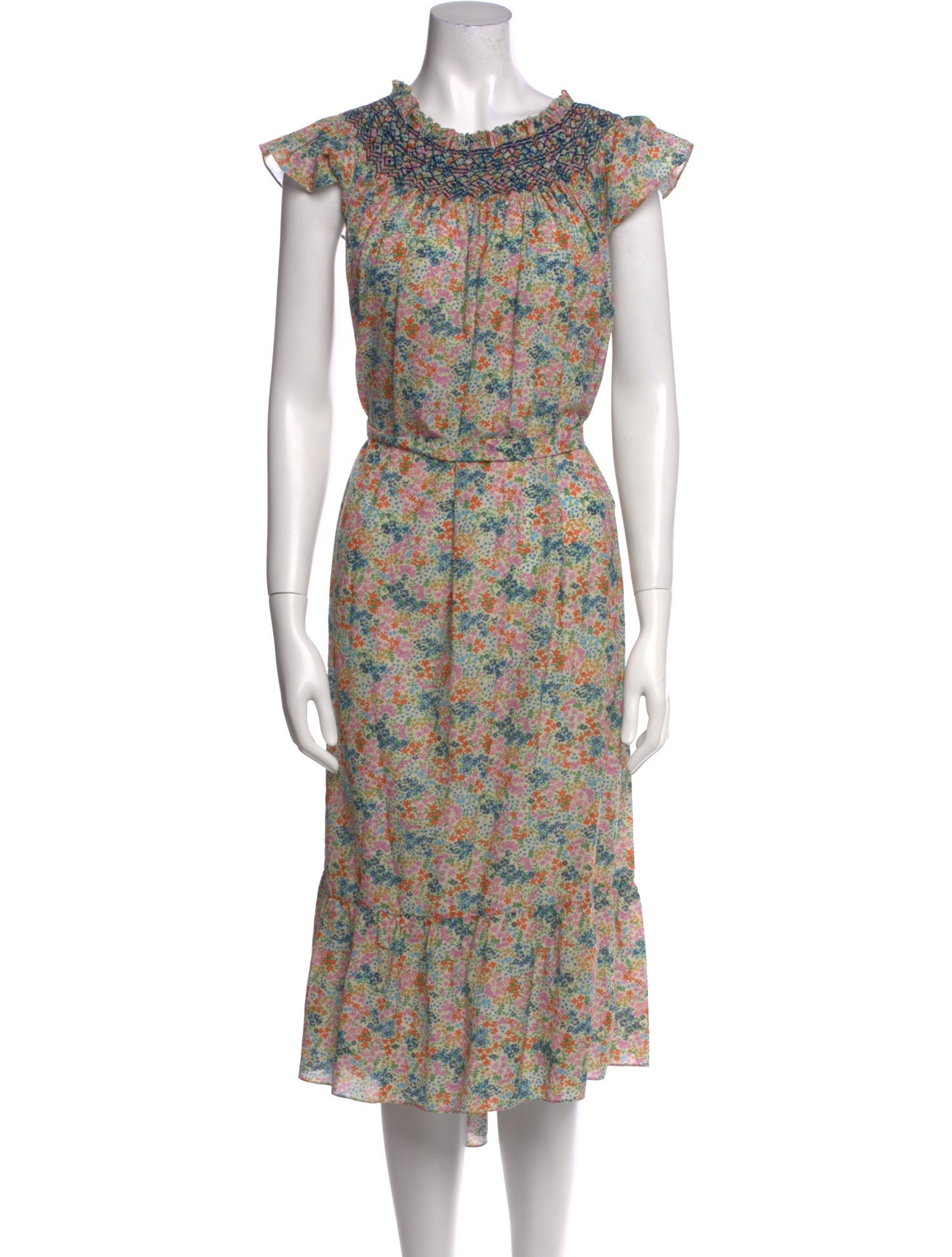 DÔEN Floral Print Midi Length Dress