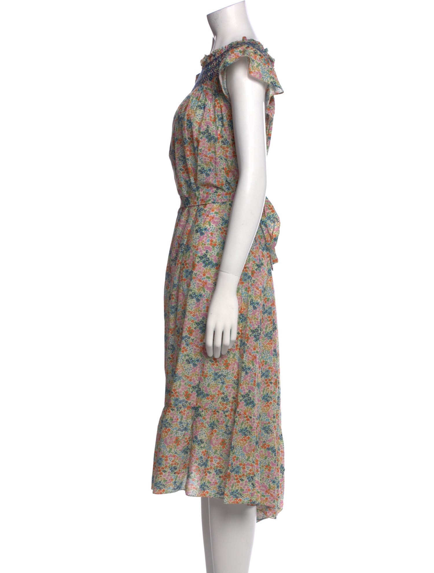 DÔEN Floral Print Midi Length Dress