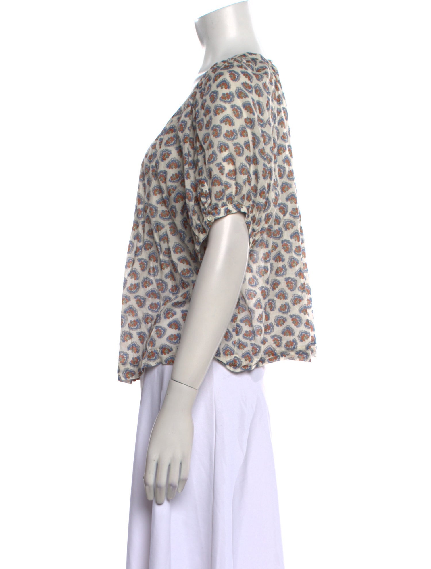 DÔEN Animal Print V-Neck Blouse