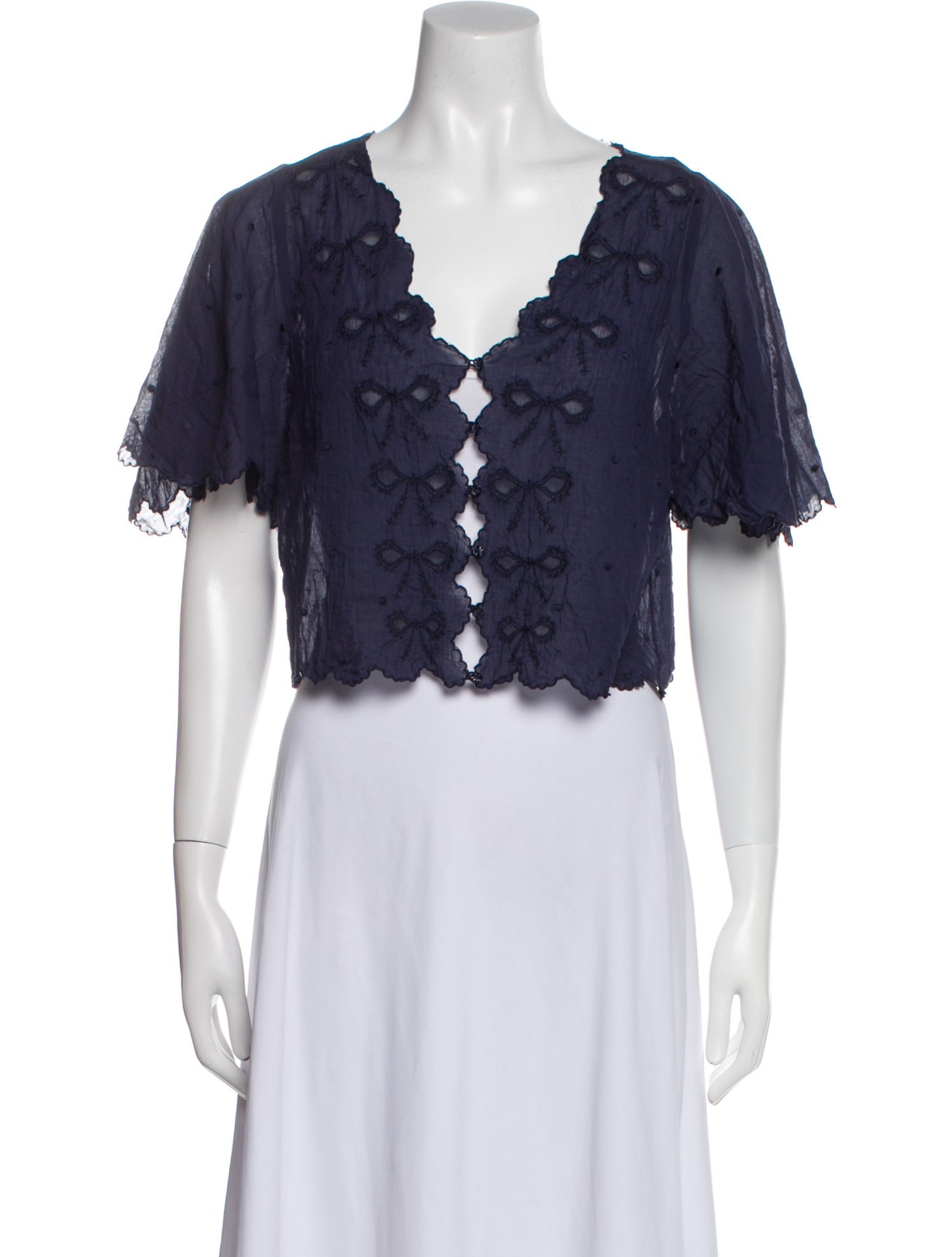 DÔEN V-Neck Short Sleeve Crop Top