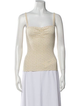 DÔEN Floral Print Square Neckline Top