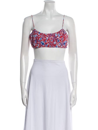 DÔEN Printed Square Neckline Crop Top