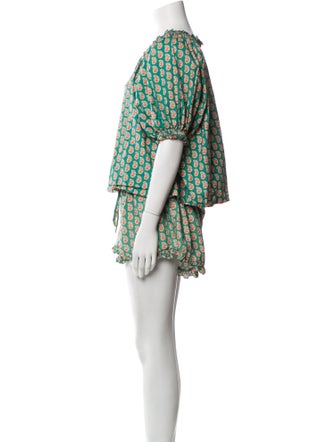 DÔEN Printed Ruffle Embellishment Short Set