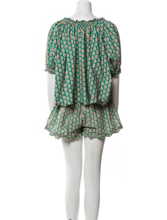 DÔEN Printed Ruffle Embellishment Short Set