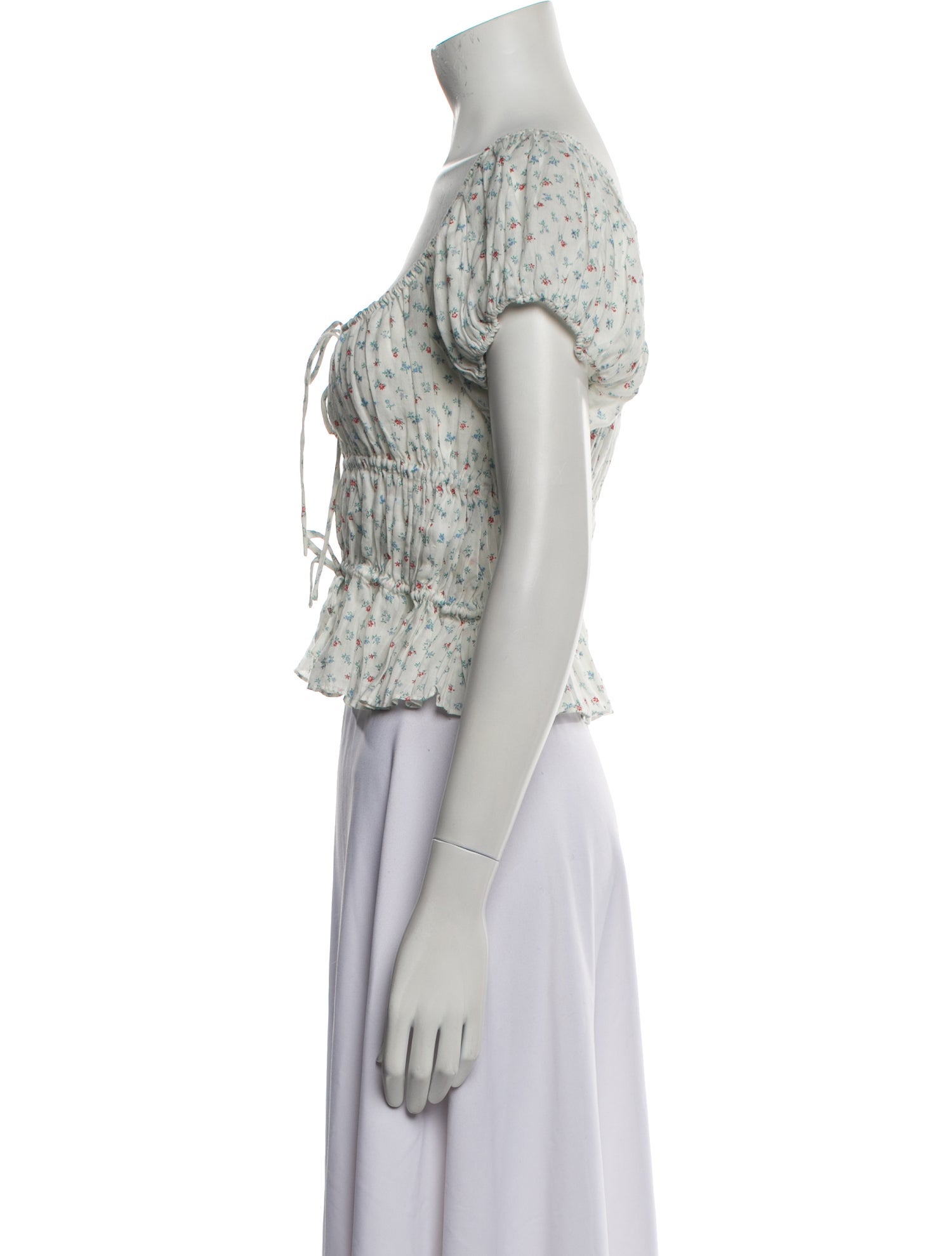 DÔEN Floral Print Square Neckline Crop Top