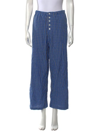 DÔEN Plaid Print Wide Leg Pants