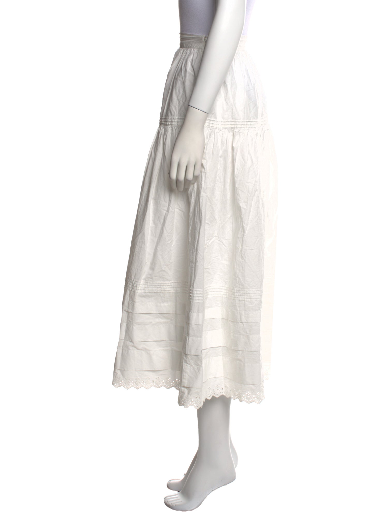 DÔEN Eyelet Trim Midi Length Skirt