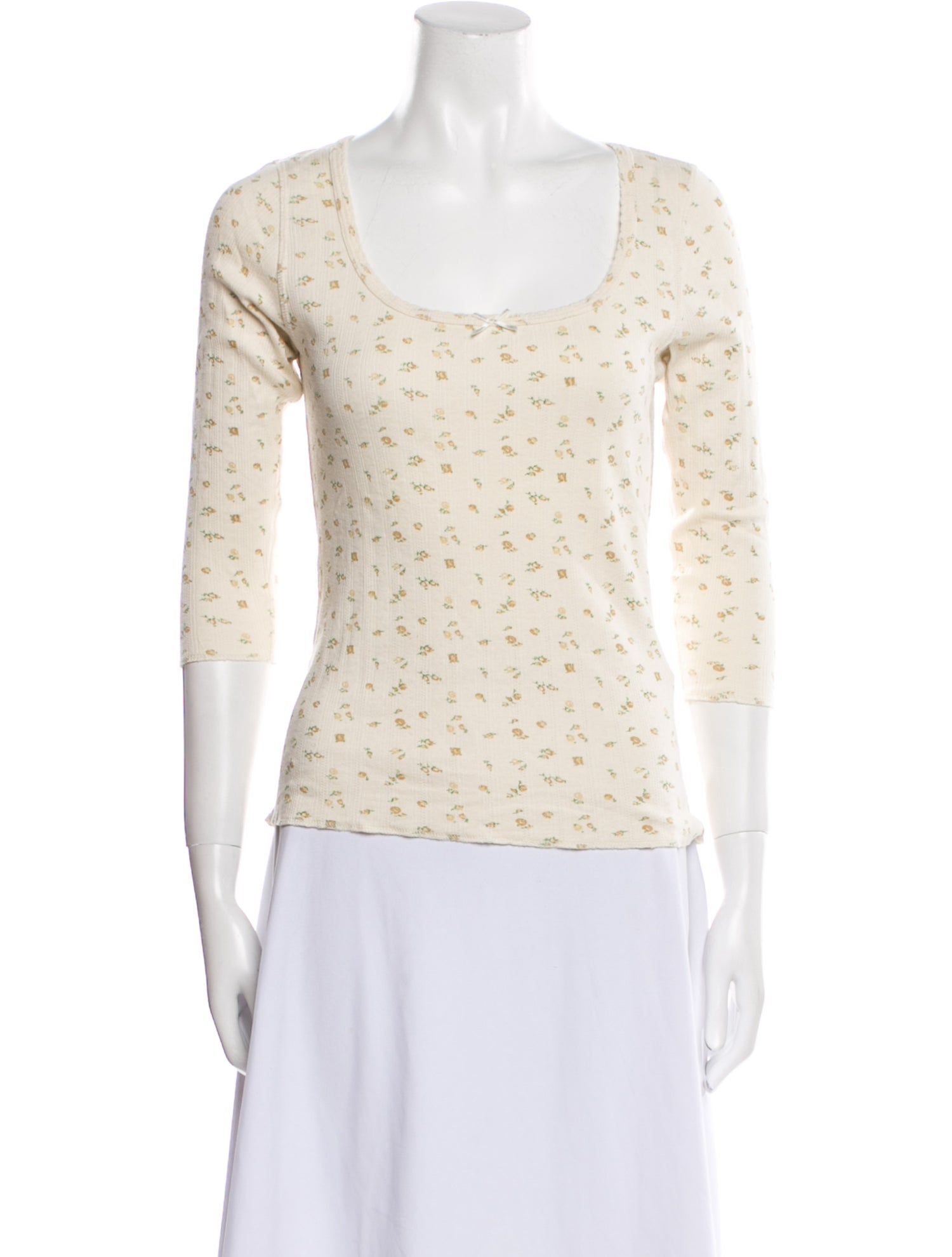 DÔEN Floral Print Square Neckline Top