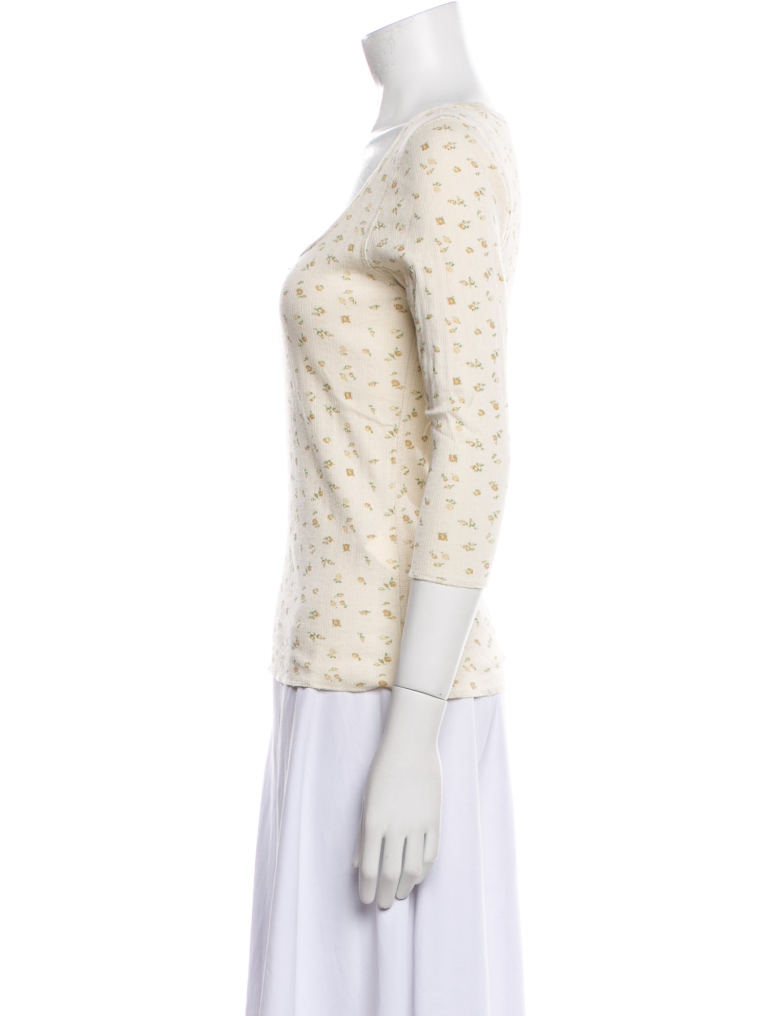 DÔEN Floral Print Square Neckline Top