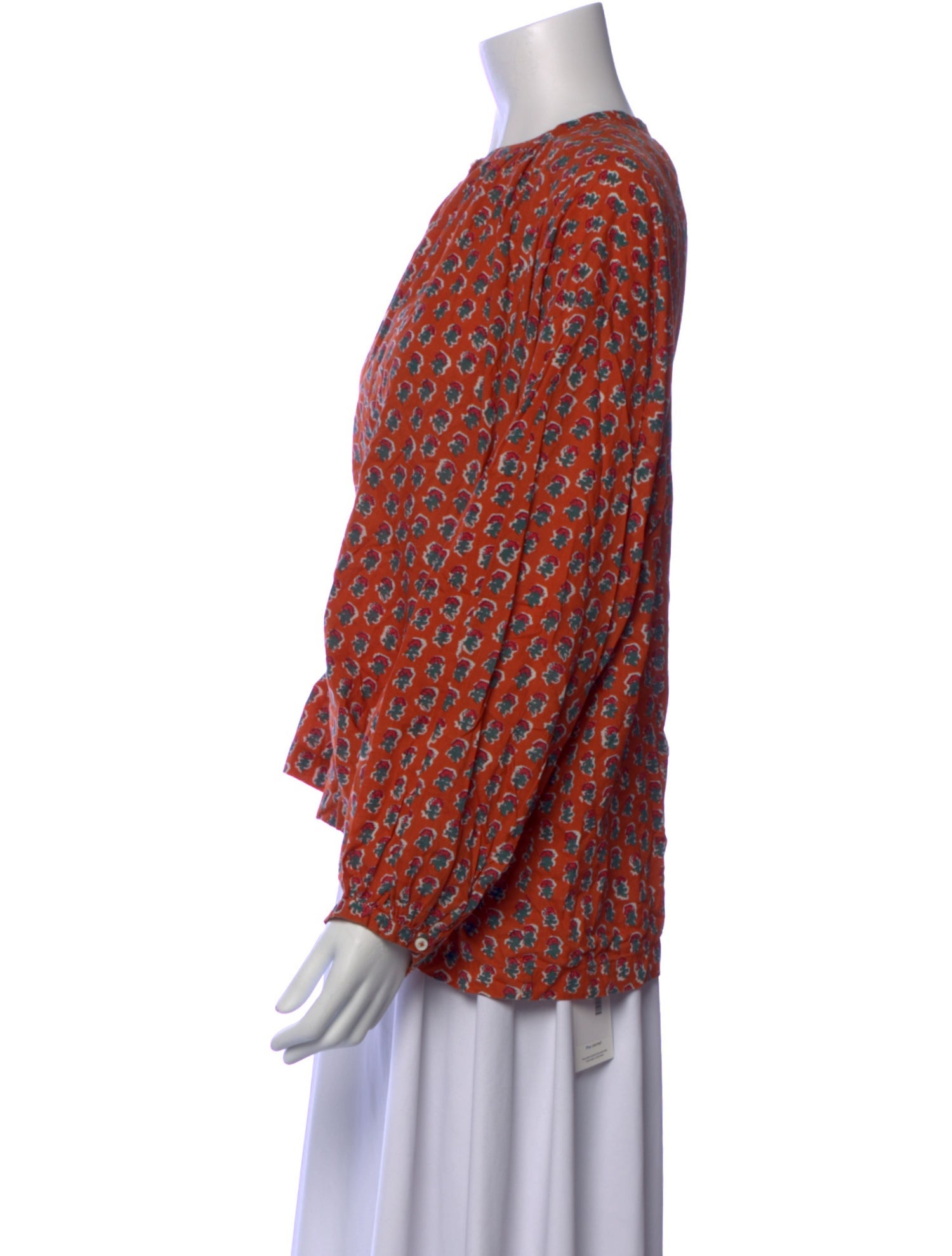 DÔEN Floral Print Bateau Neckline Blouse