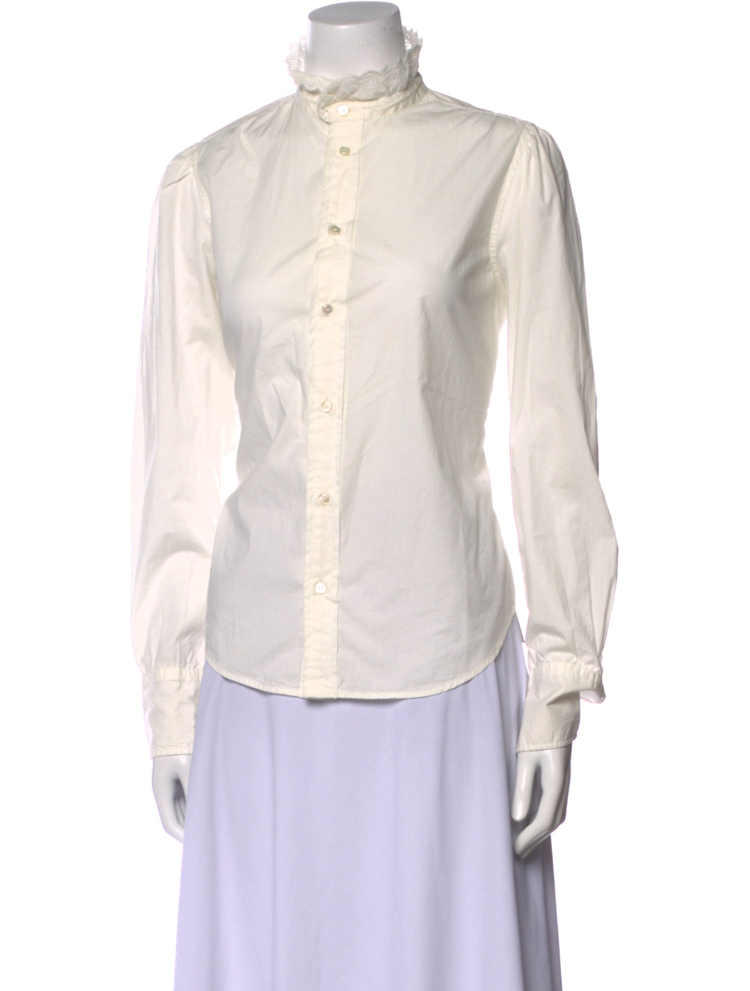 DÔEN Mock Neck Long Sleeve Button-Up Top