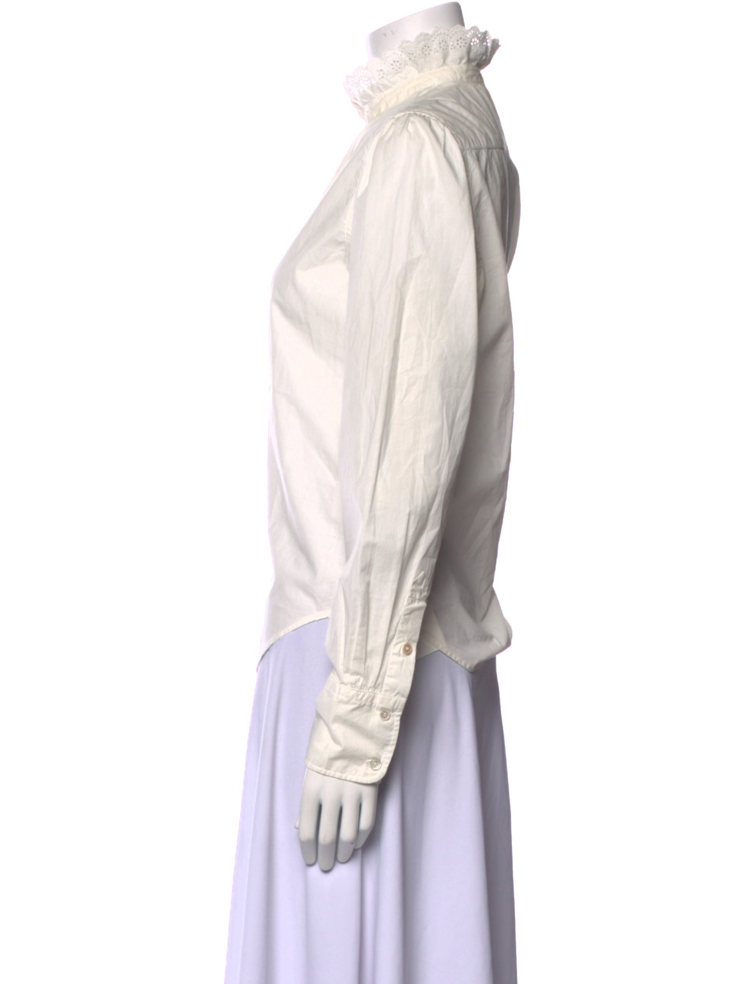 DÔEN Mock Neck Long Sleeve Button-Up Top