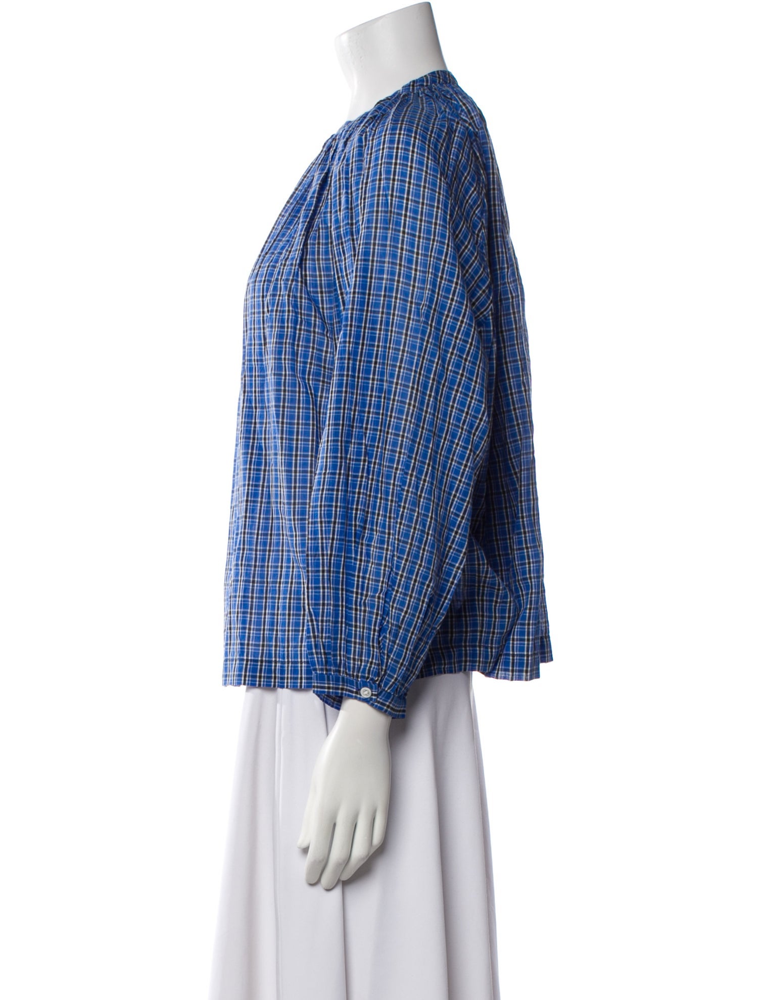 DÔEN Plaid Print Crew Neck Blouse w/ Tags