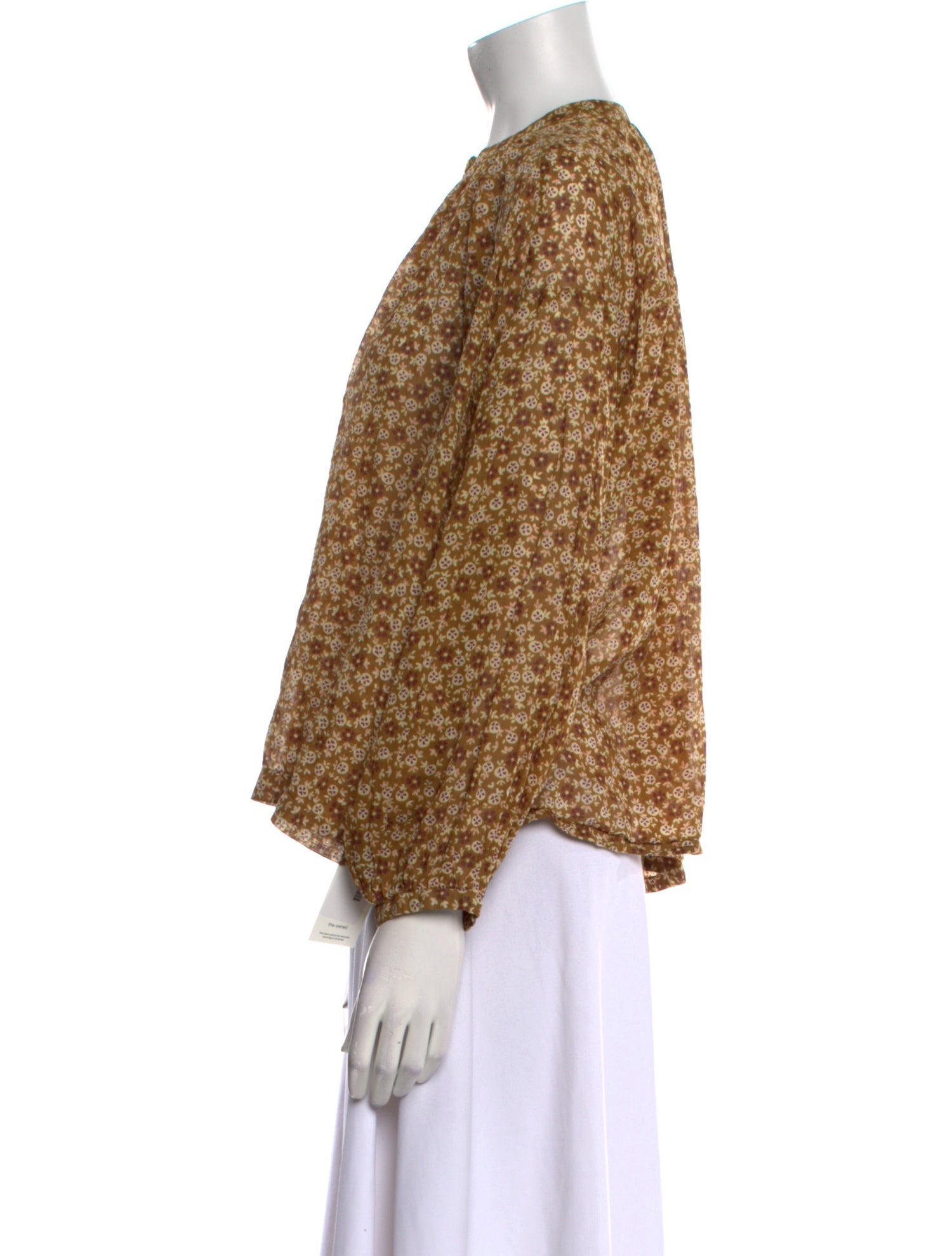 DÔEN Printed Mock Neck Blouse