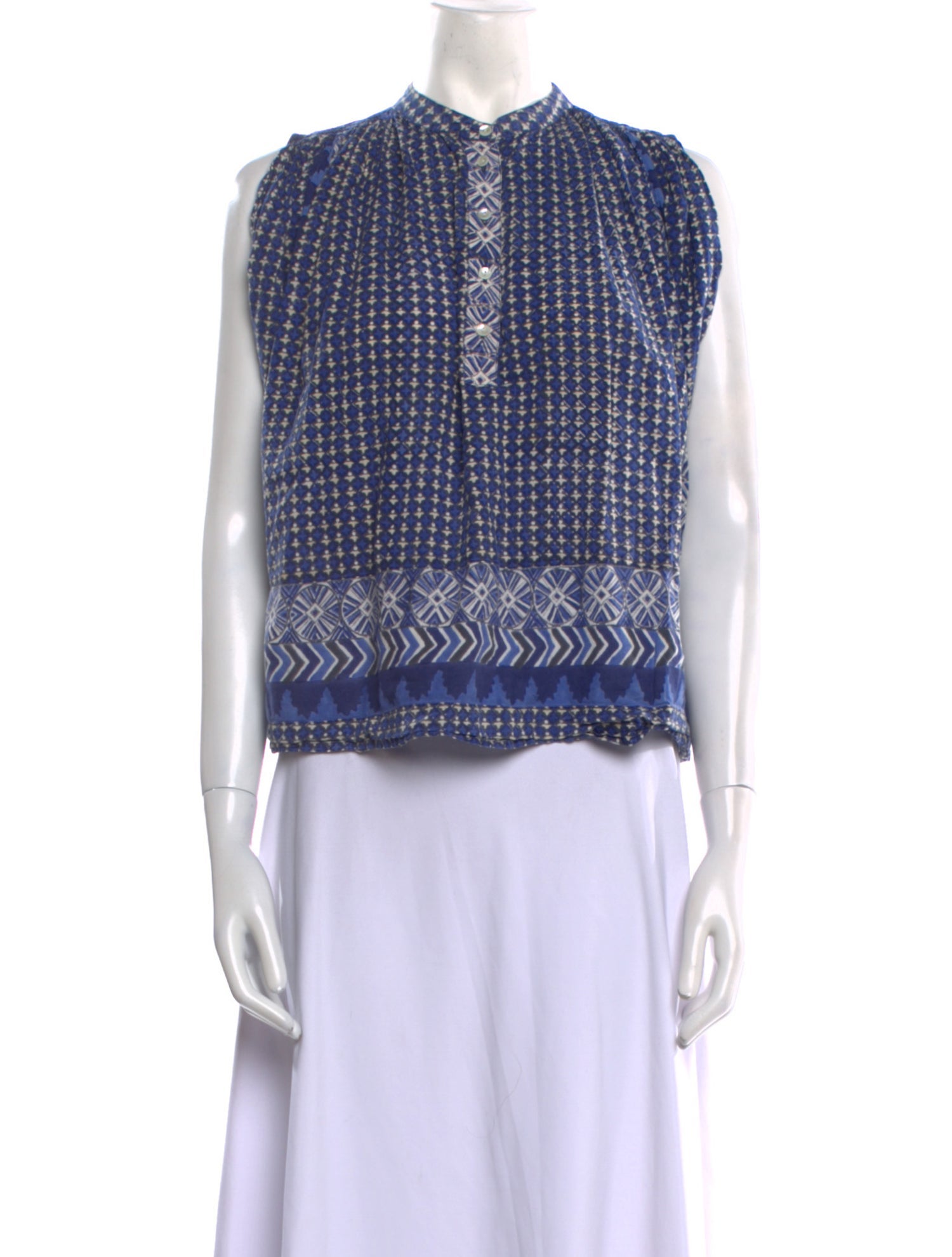 DÔEN Printed Mock Neck Crop Top