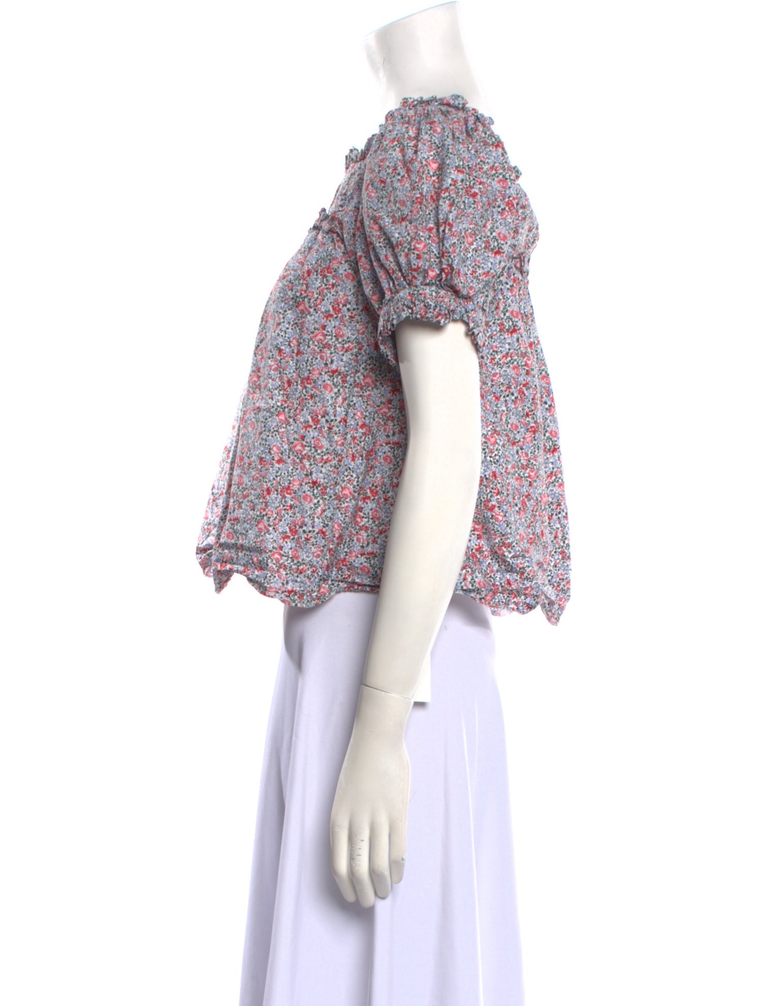 DÔEN Floral Print Square Neckline Crop Top