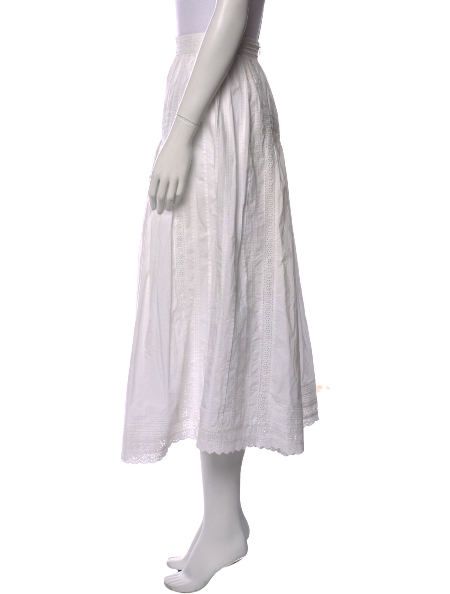 DÔEN Eyelet Trim Midi Length Skirt