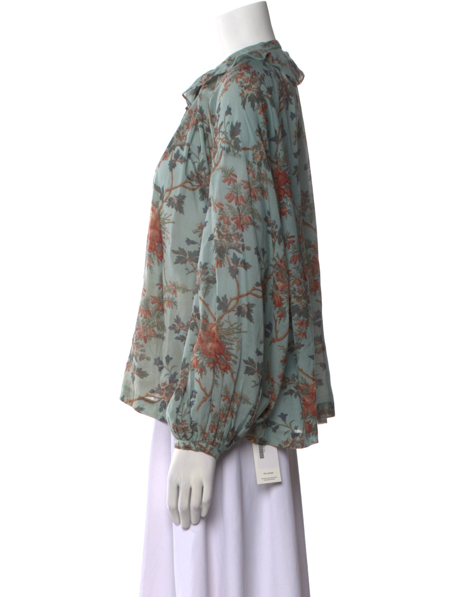 DÔEN Floral Print Crew Neck Blouse