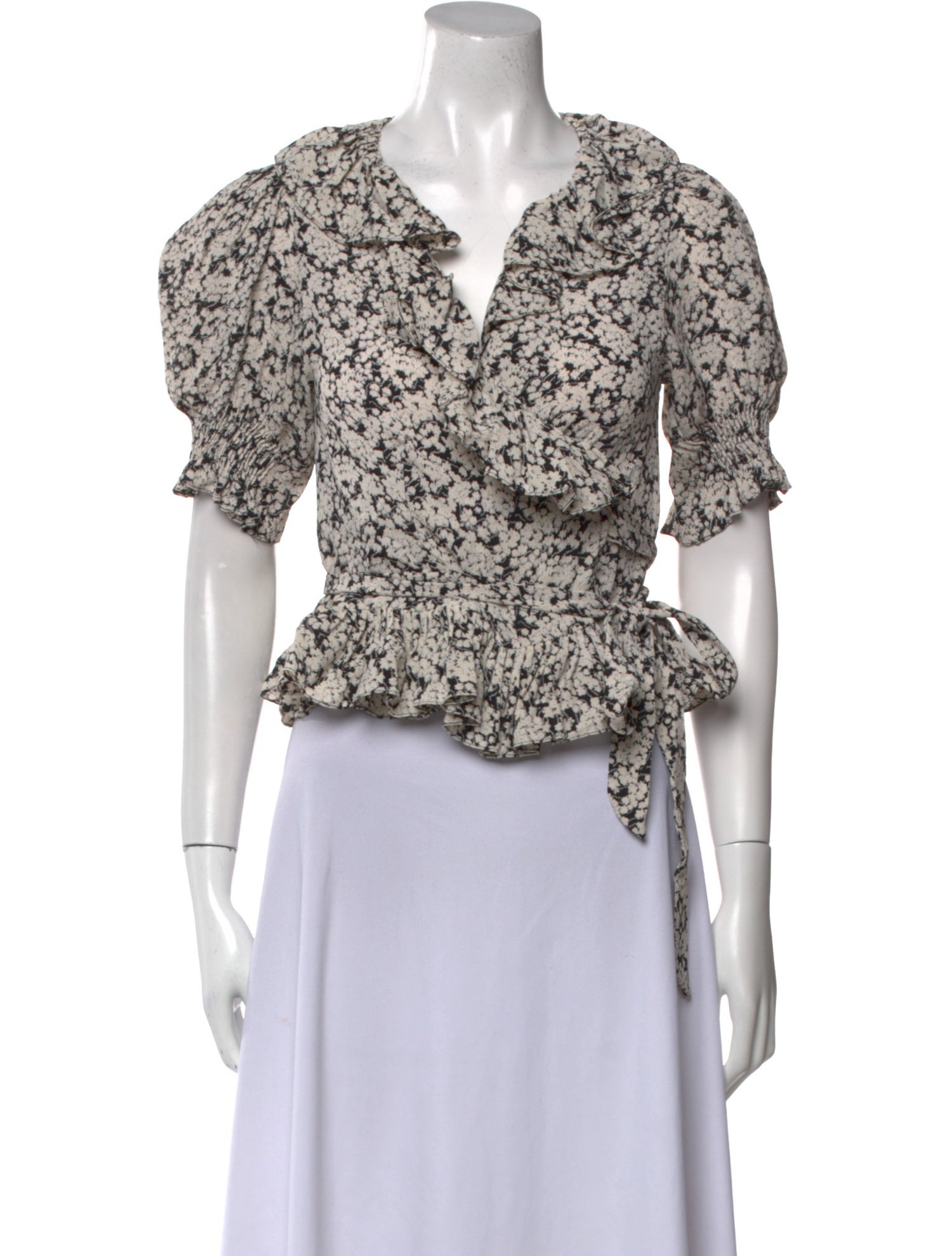 DÔEN Floral Print V-Neck Crop Top