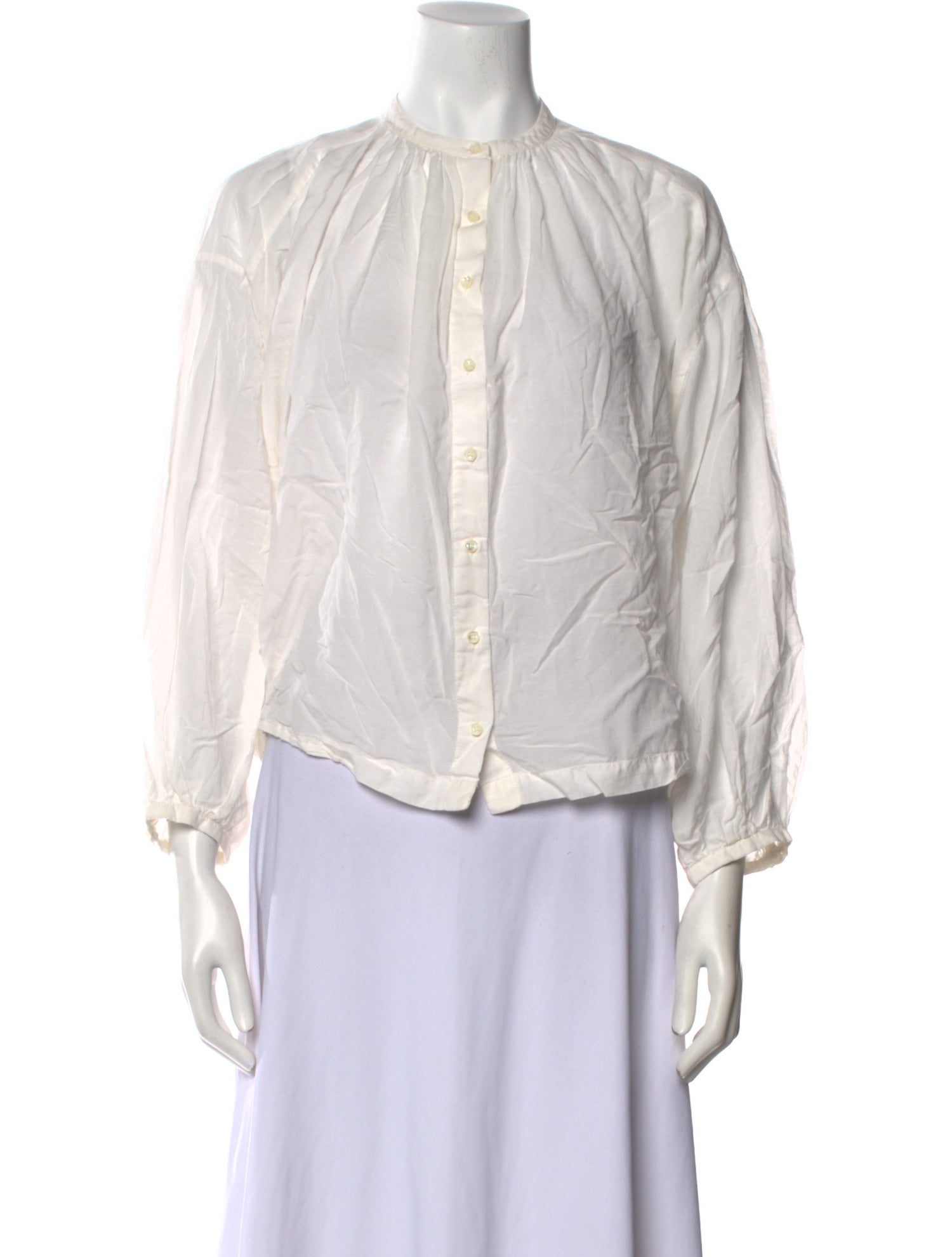 DÔEN Mock Neck Three-Quarter Sleeve Blouse