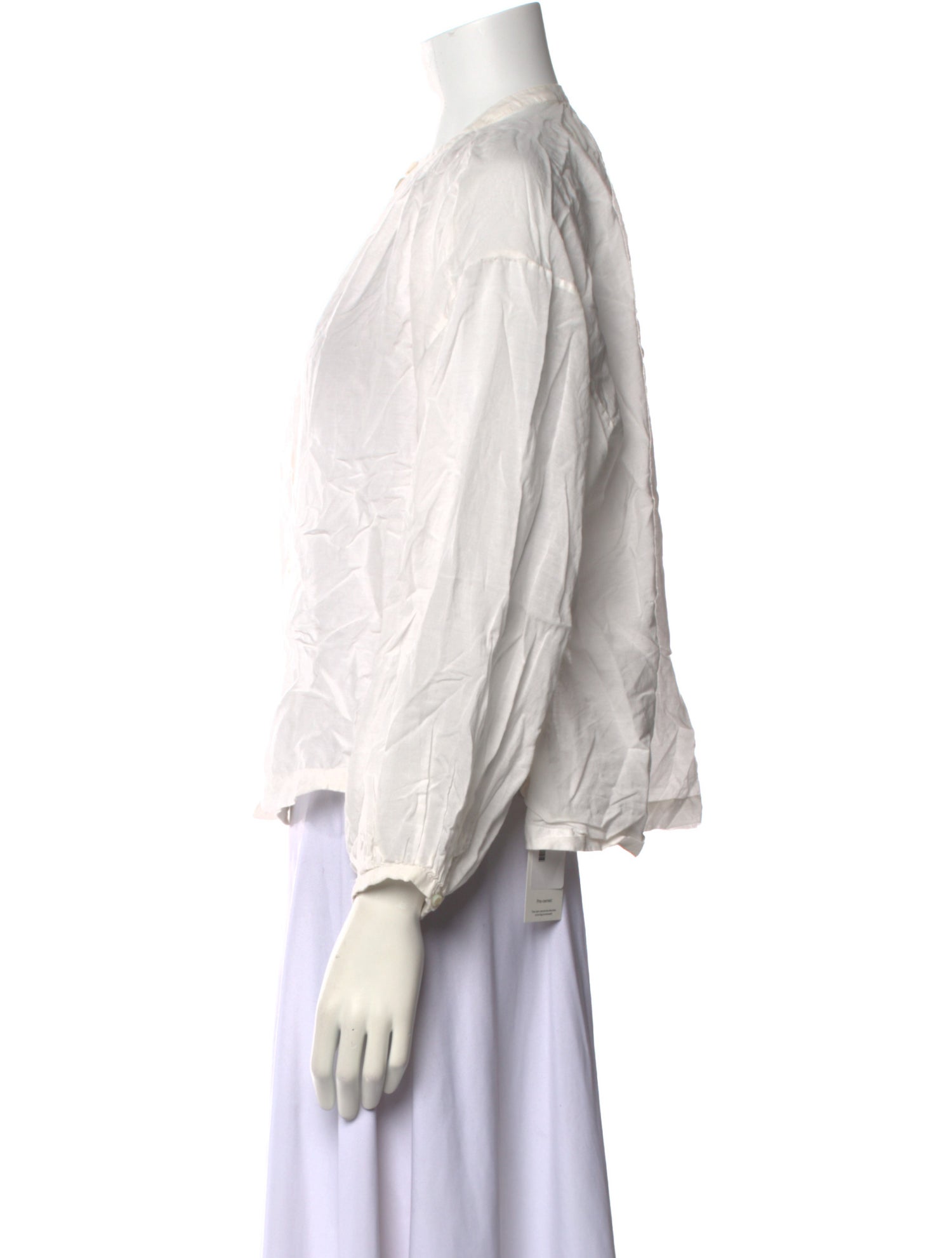 DÔEN Mock Neck Three-Quarter Sleeve Blouse