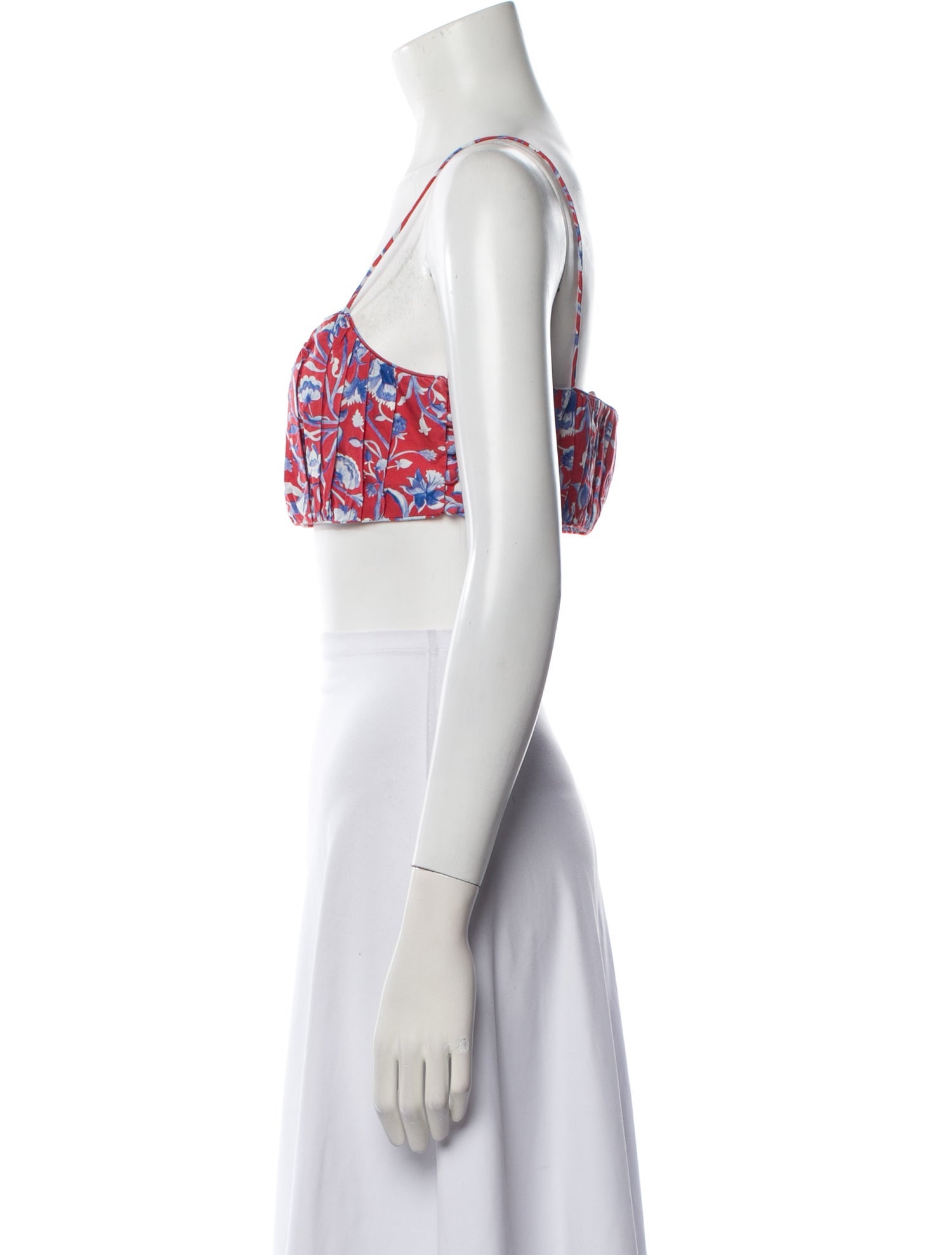 DÔEN Floral Print Scoop Neck Crop Top