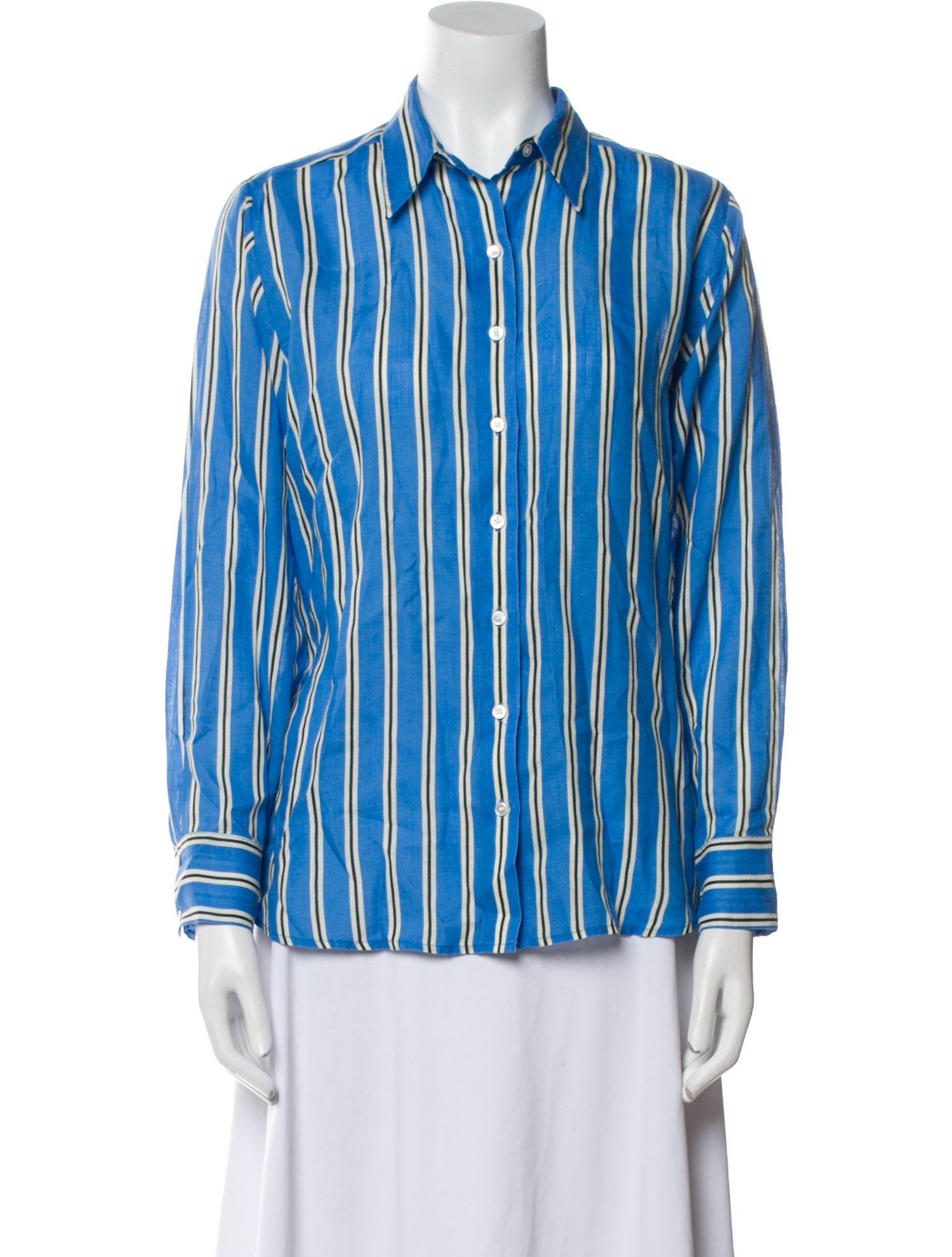 DÔEN Striped Long Sleeve Button-Up Top