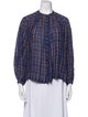 DÔEN Plaid Print Crew Neck Button-Up Top
