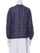 DÔEN Plaid Print Crew Neck Button-Up Top