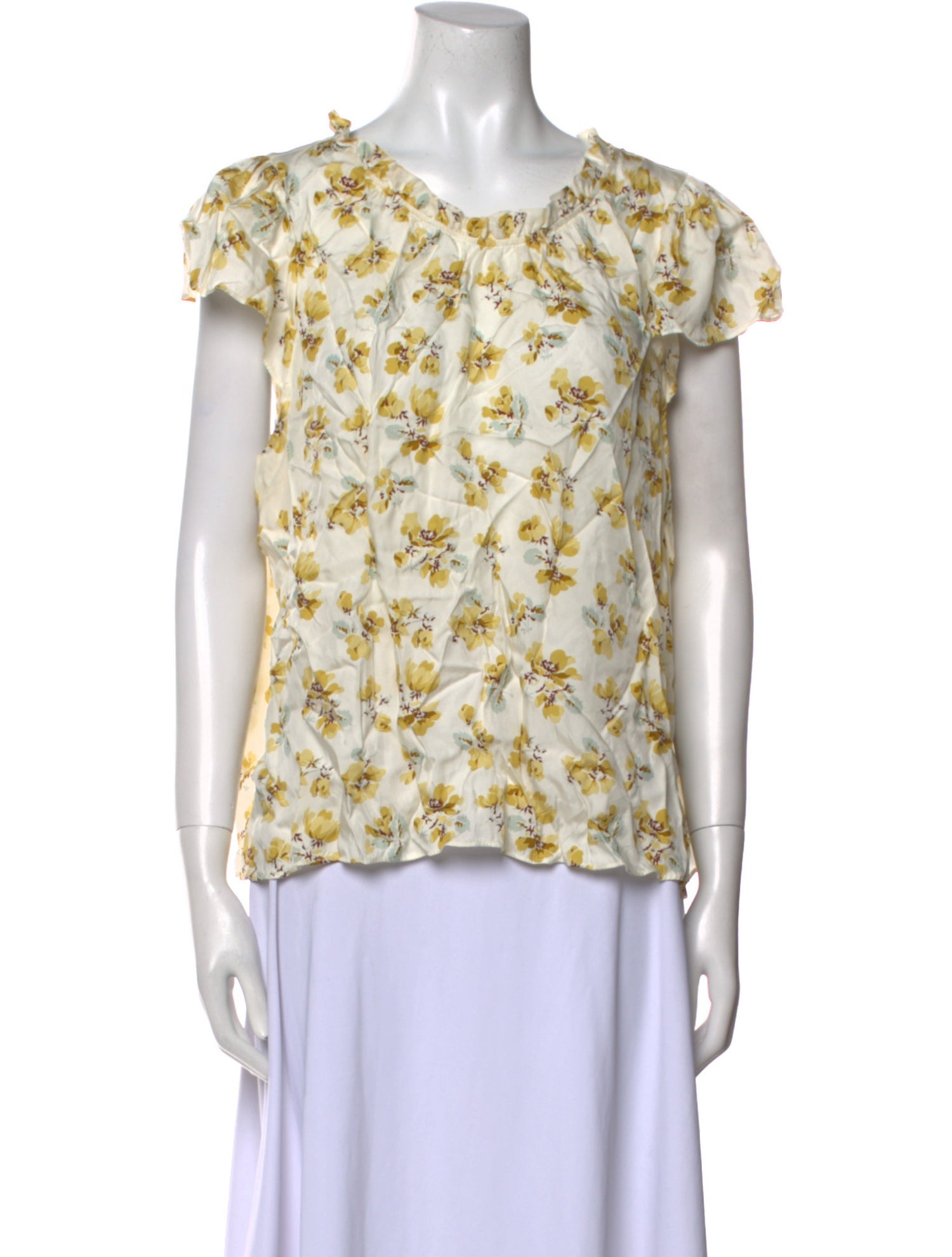 DÔEN Silk Floral Print Blouse