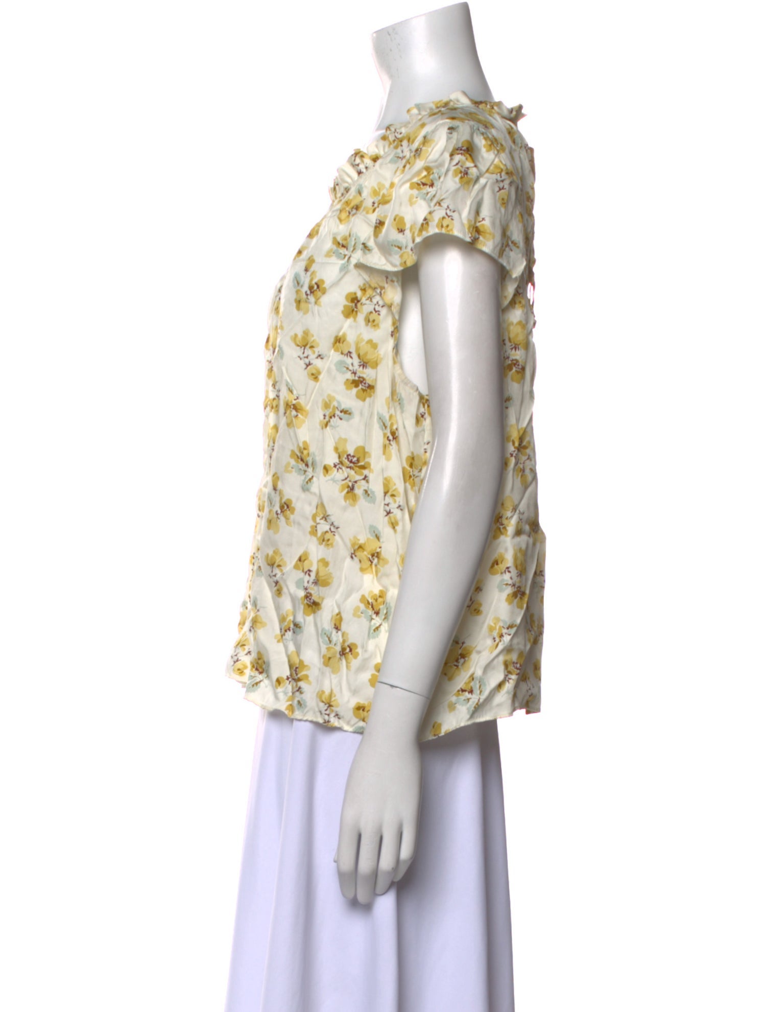 DÔEN Silk Floral Print Blouse