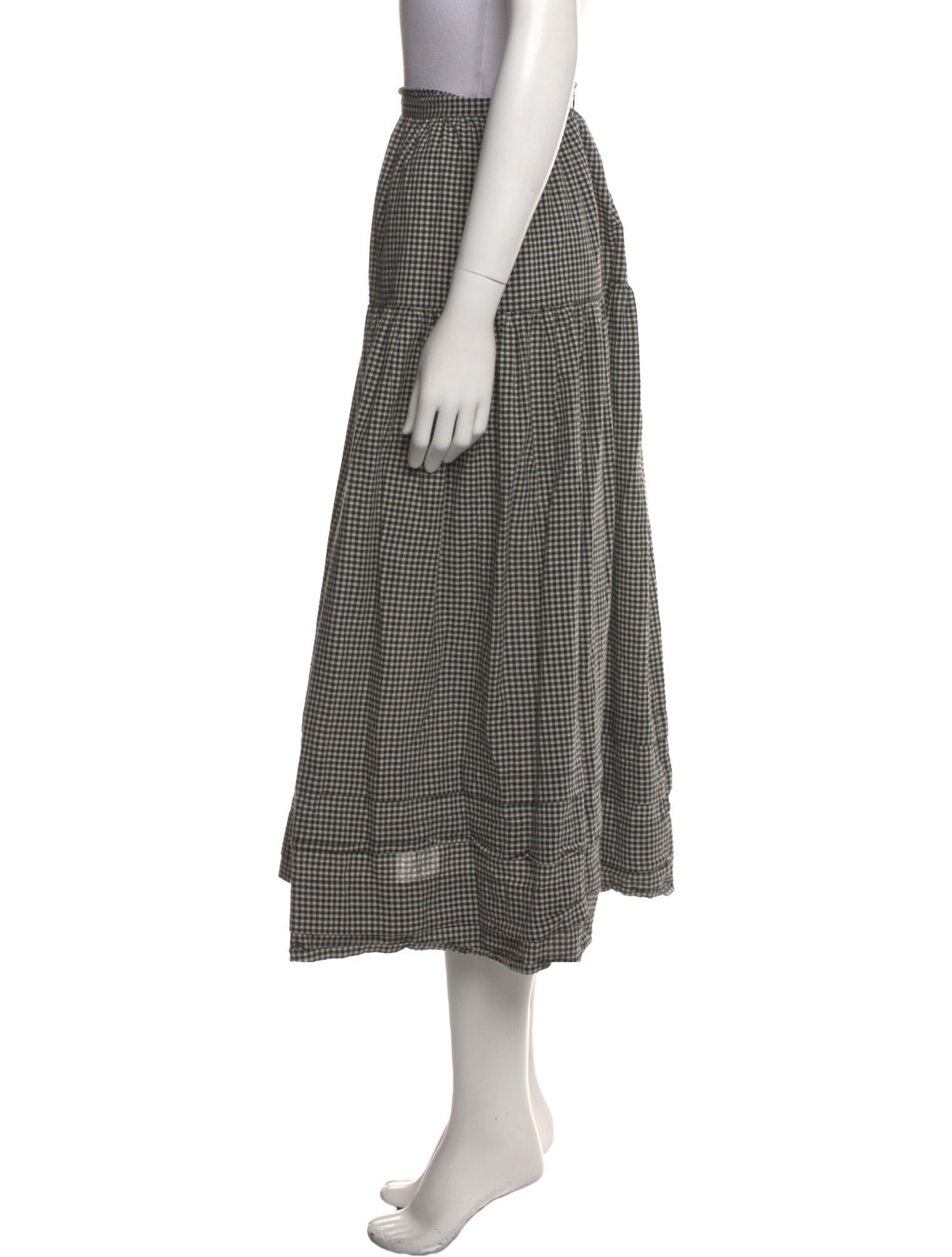 DÔEN Plaid Print Midi Length Skirt