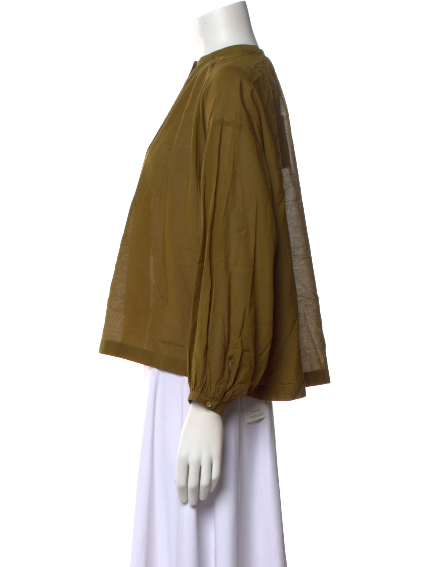 DÔEN Crew Neck Long Sleeve Button-Up Top