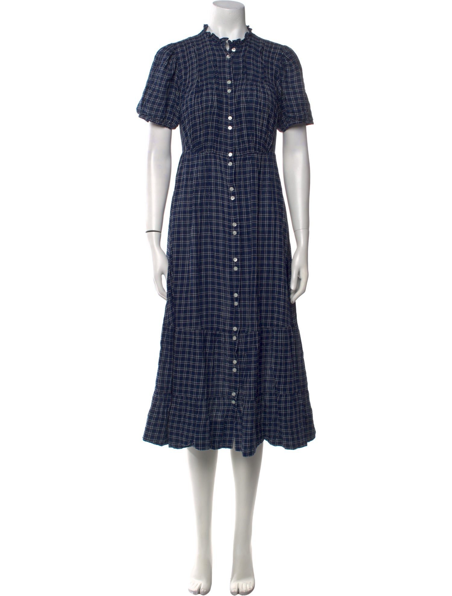 DÔEN Plaid Print Midi Length Dress