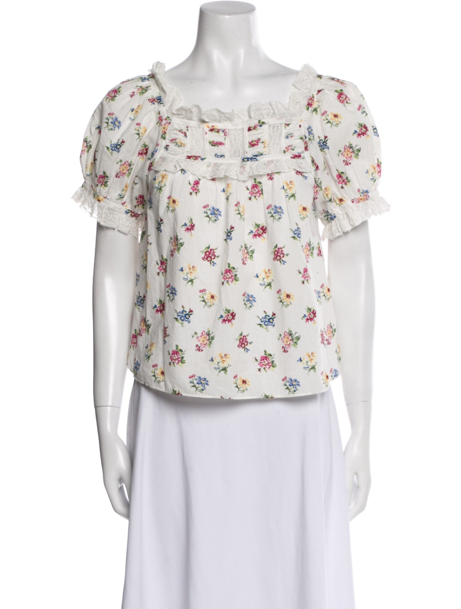 DÔEN Floral Print Square Neckline Blouse