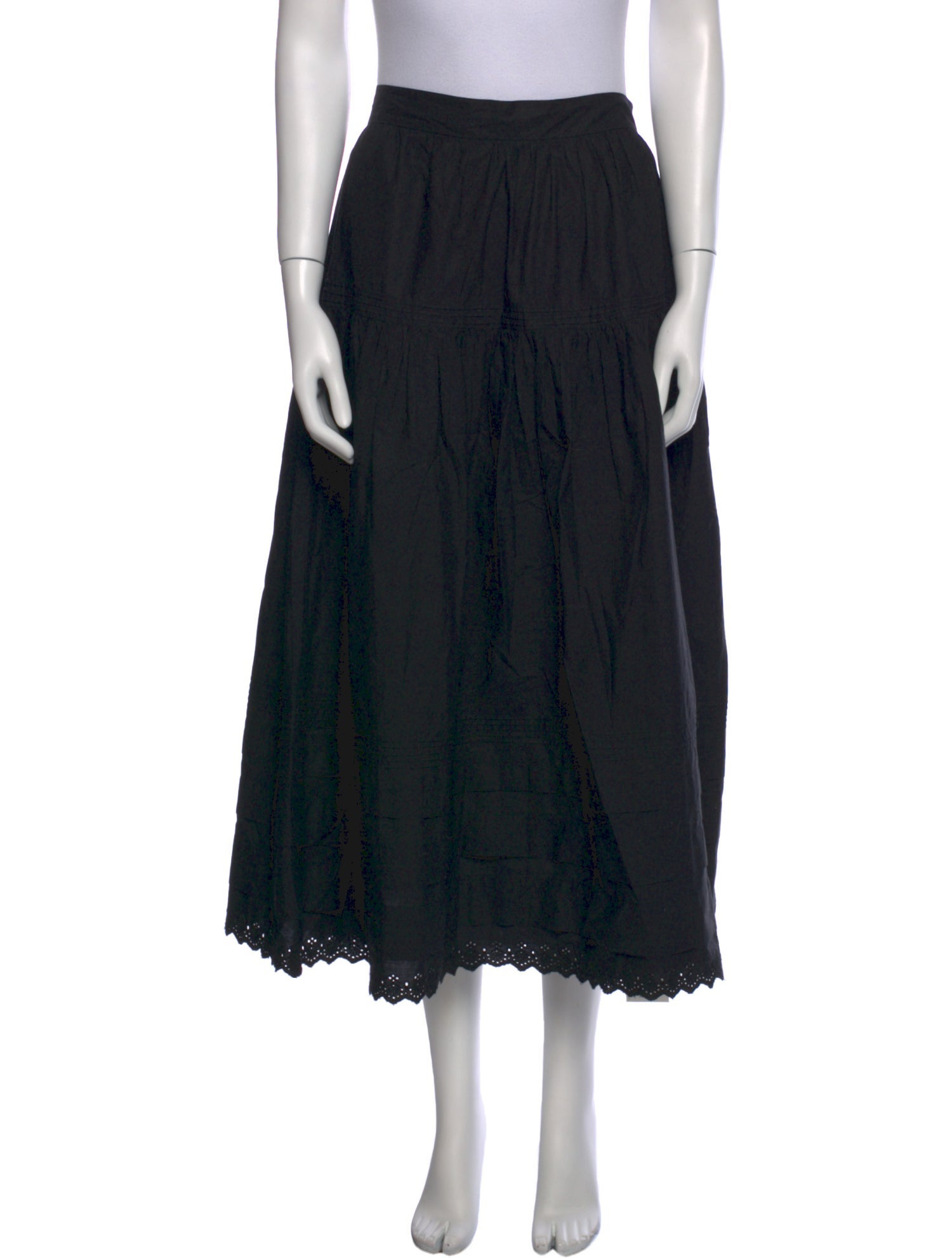 DÔEN Embroidered Accent Midi Length Skirt