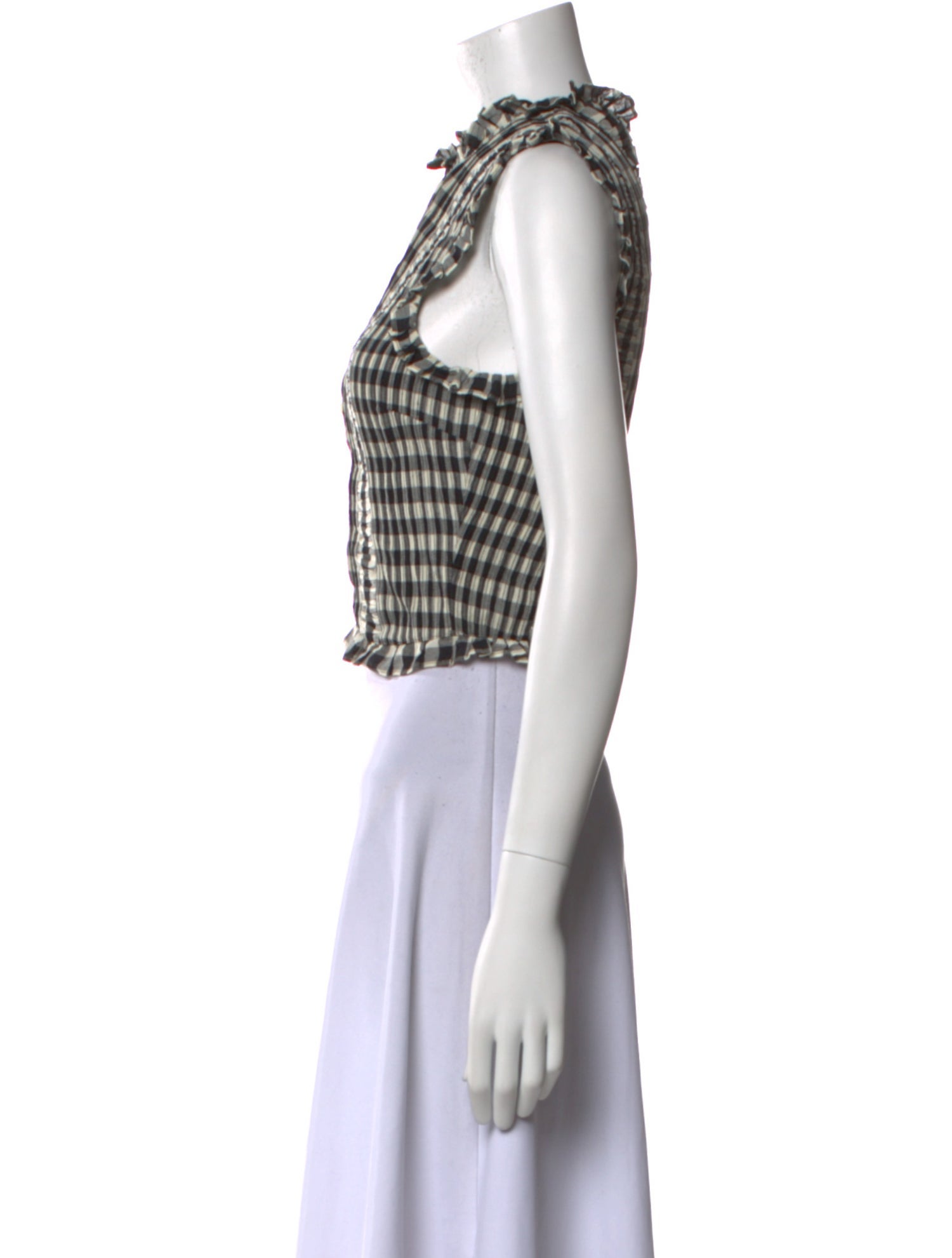 DÔEN Plaid Print Crew Neck Crop Top