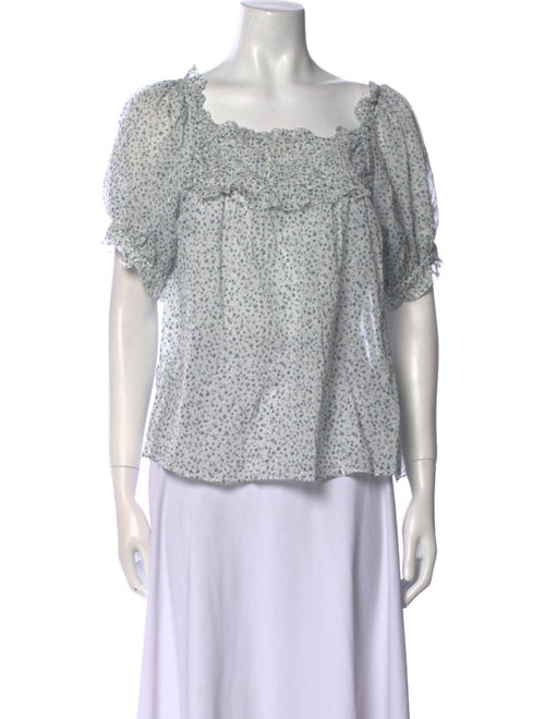 DÔEN Floral Print Square Neckline Top