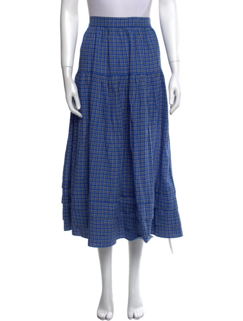 DÔEN Plaid Print Midi Length Skirt