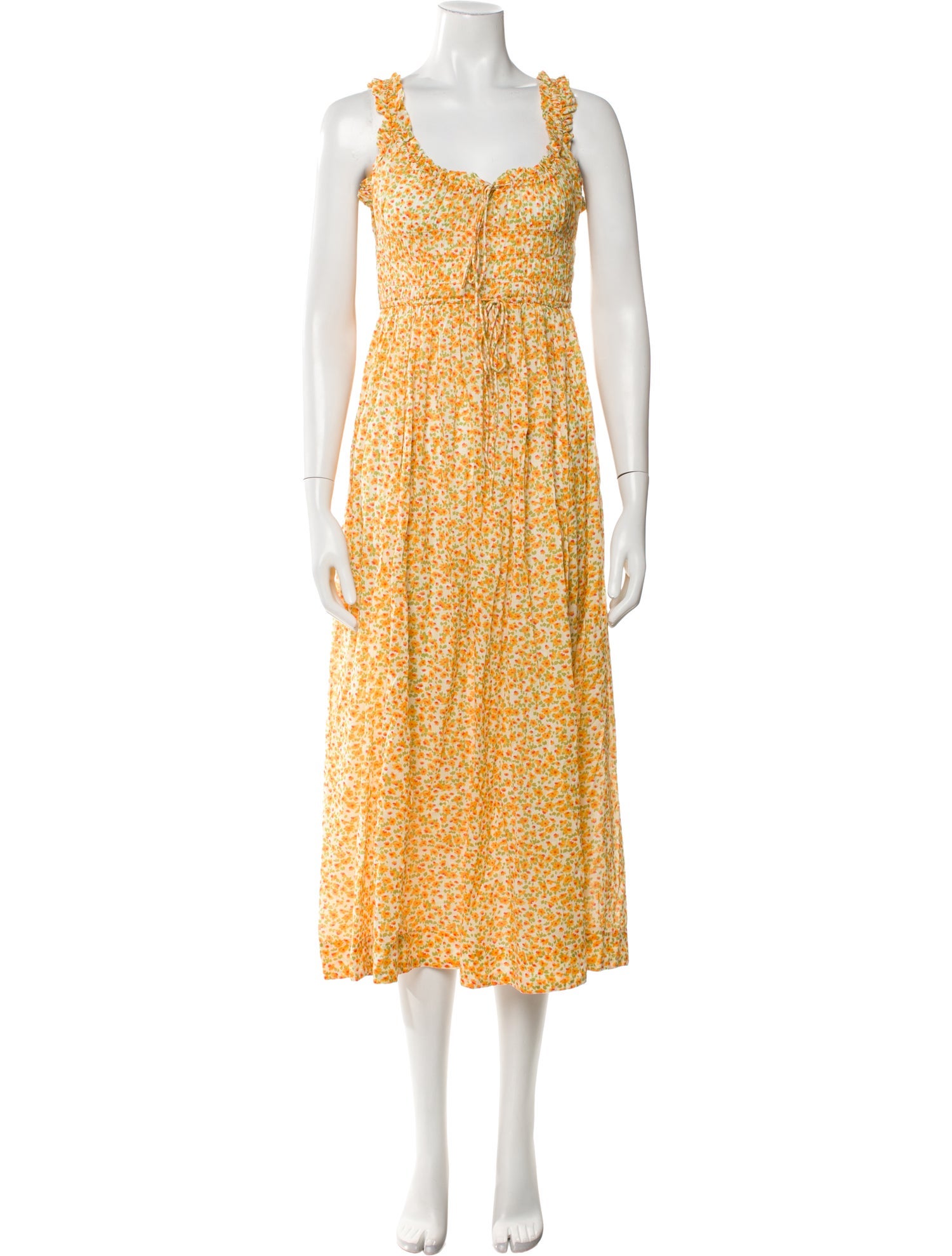 DÔEN Floral Print Midi Length Dress